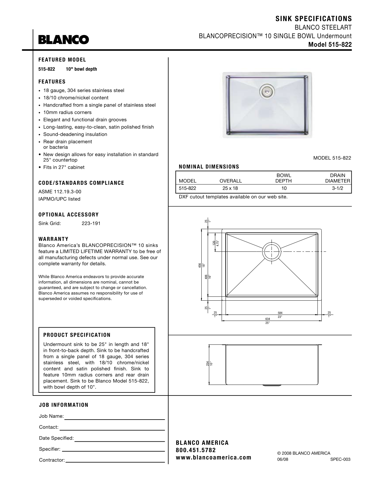 Blanco 515-822 User Manual