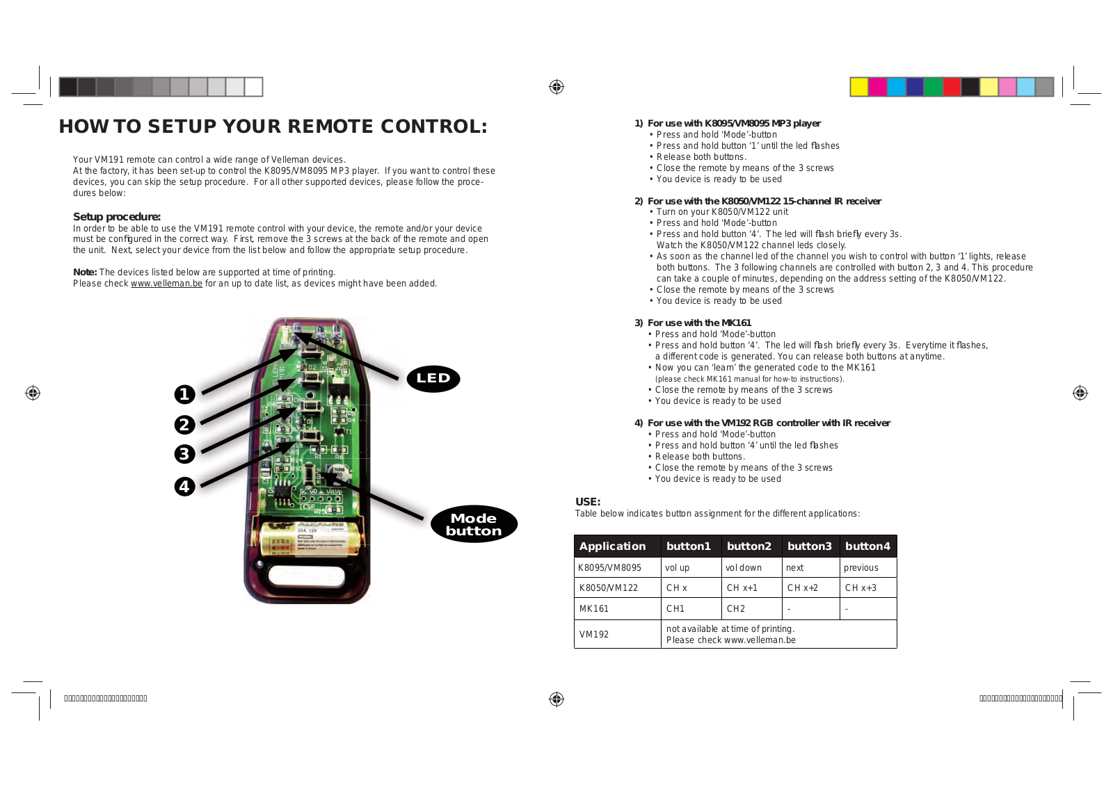 Velleman VM191 User Manual