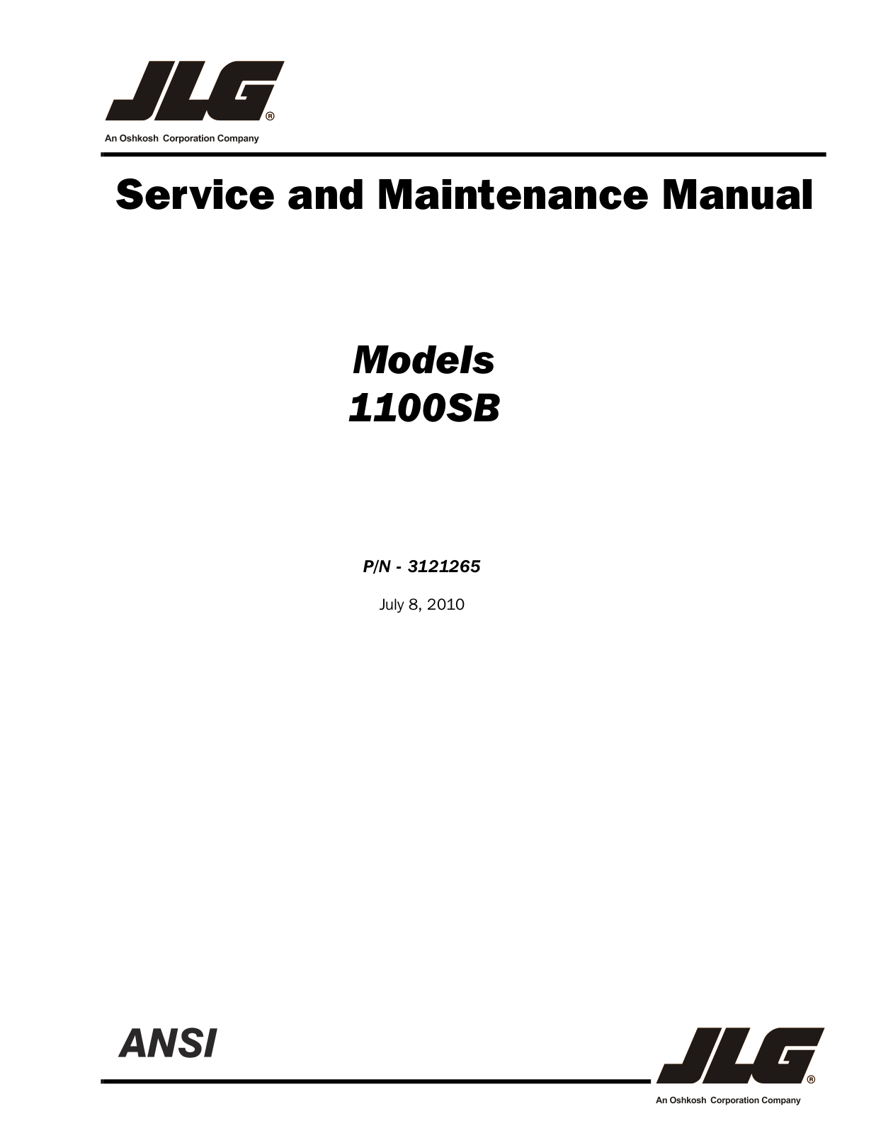 JLG 1100SB Service Manual