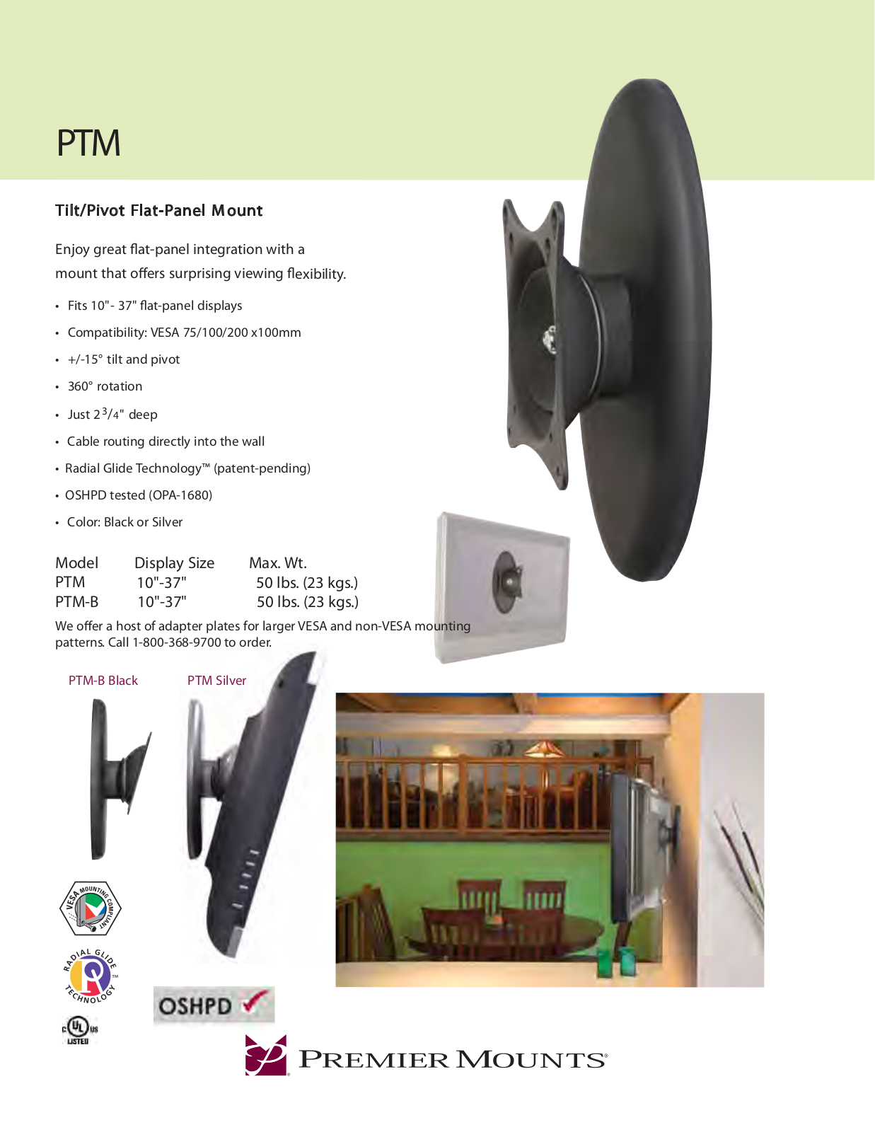 Premier Mounts PTM, PTM-B User Manual - ManualMachine.com