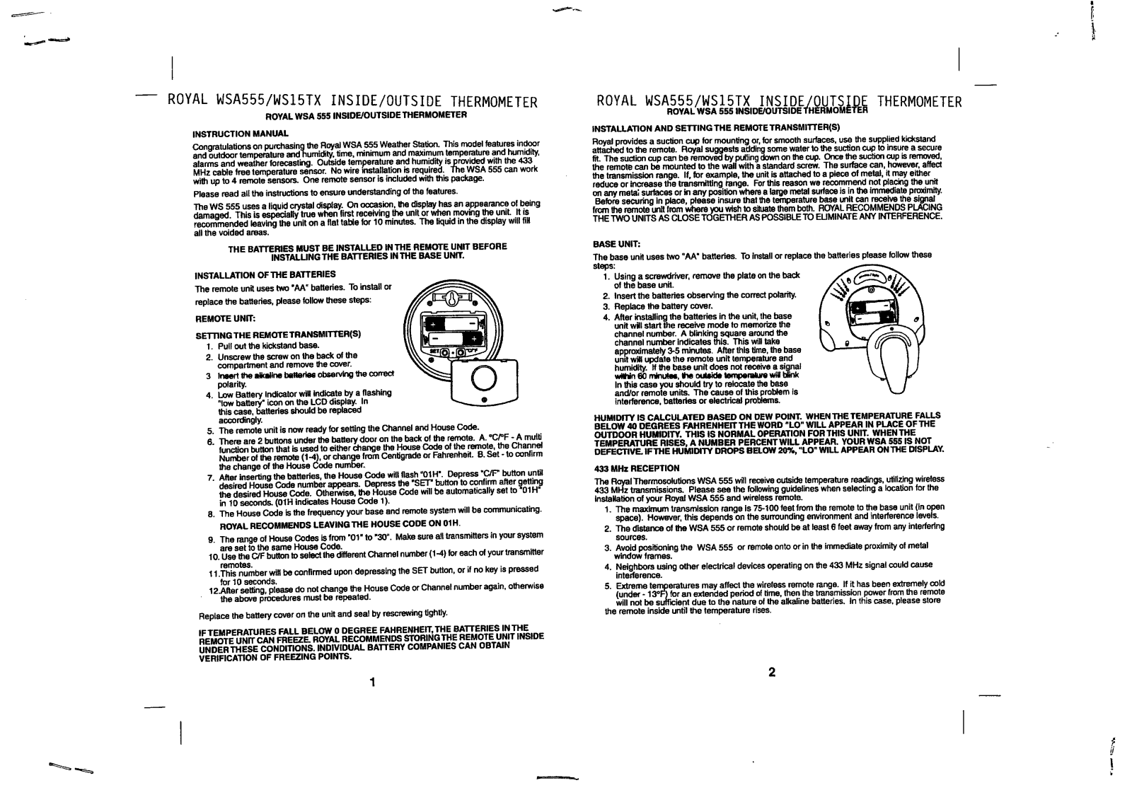 Cason Electronics WSA555RX, WSA555TX User Manual