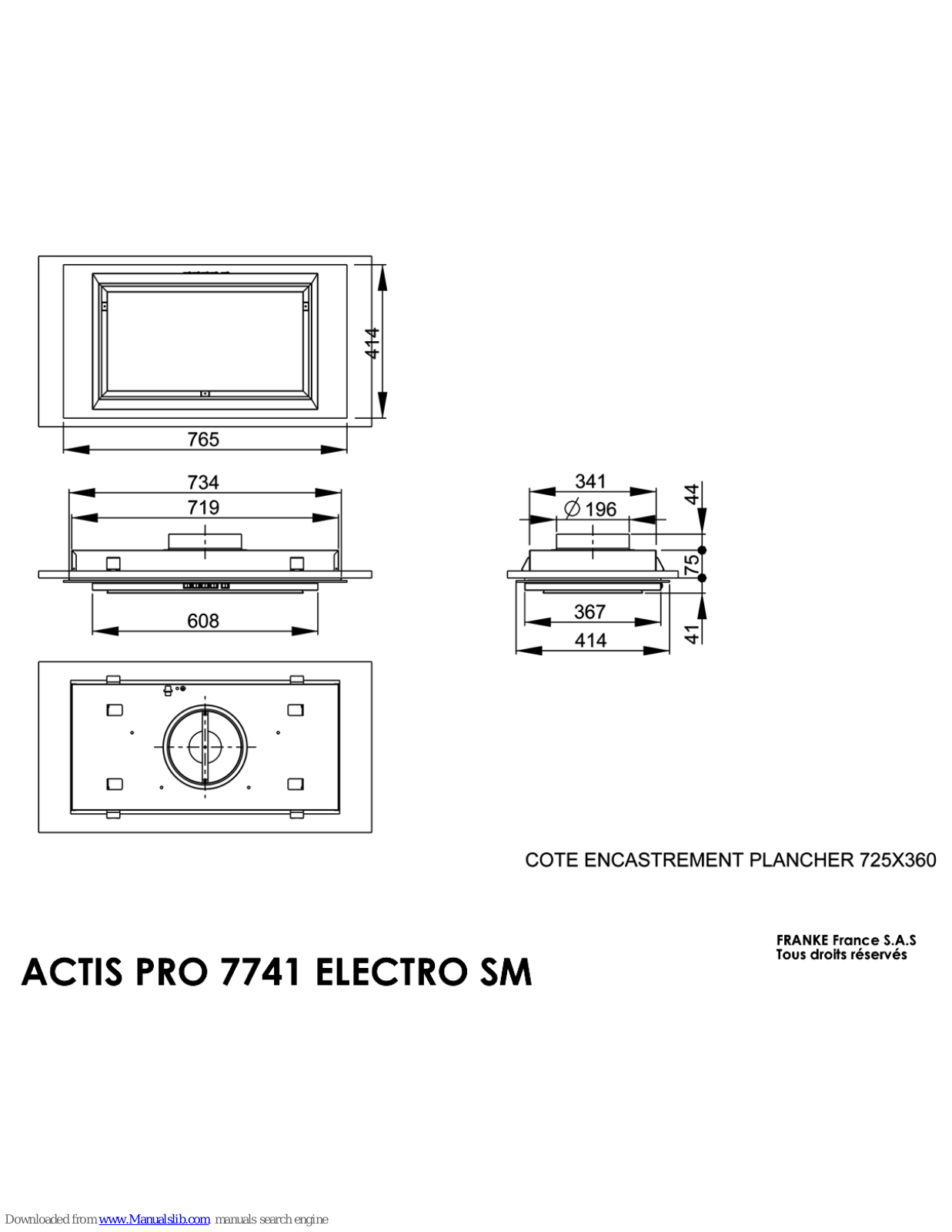 ROBLIN ACTIS PRO 7741 ELECTRO SM Dimensions - ManualMachine.com