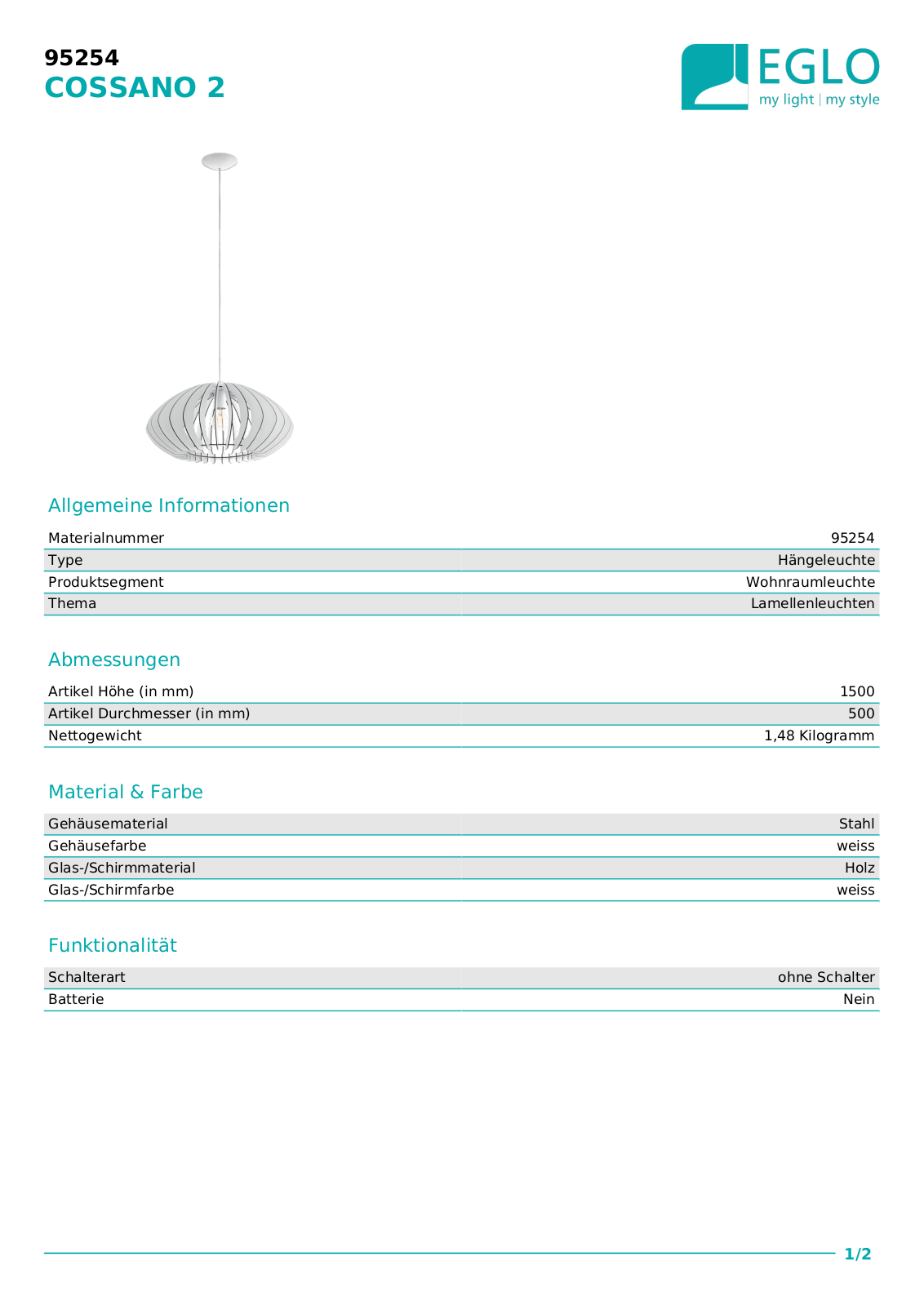 Eglo 95254 Service Manual