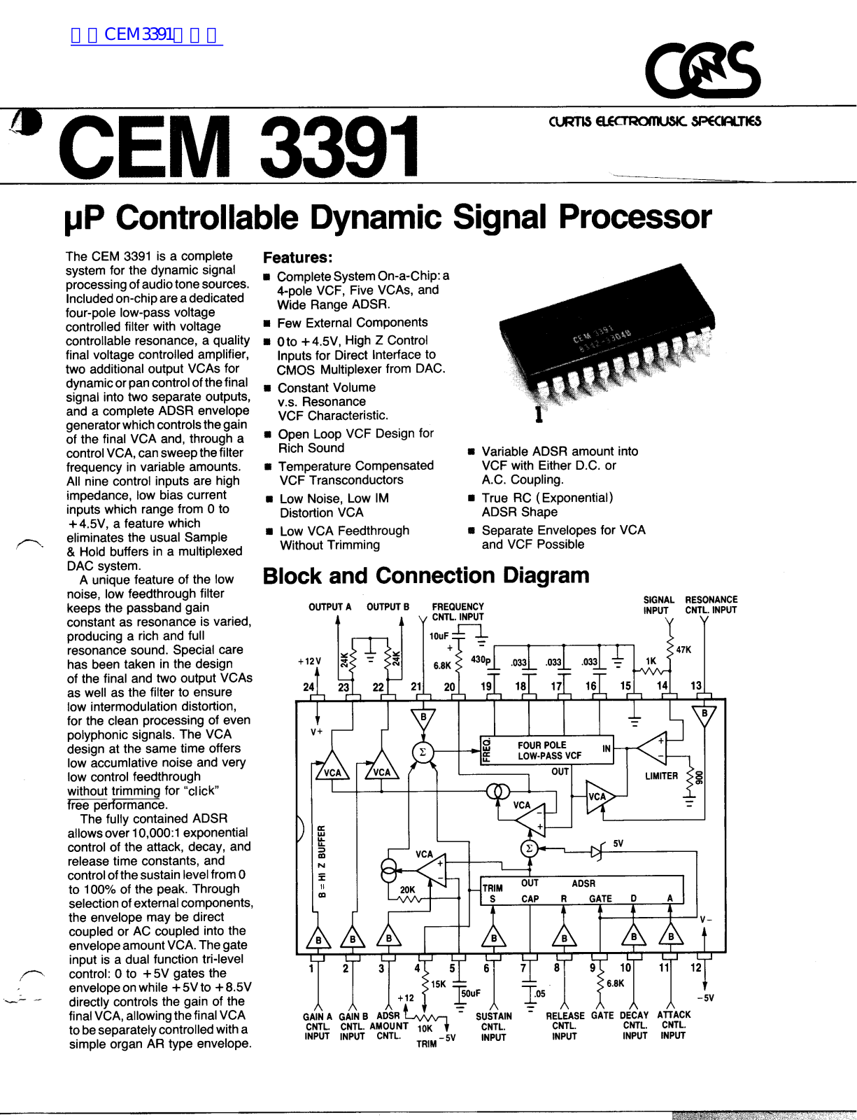 curtis electromusic specialties CEM3391 User Manual