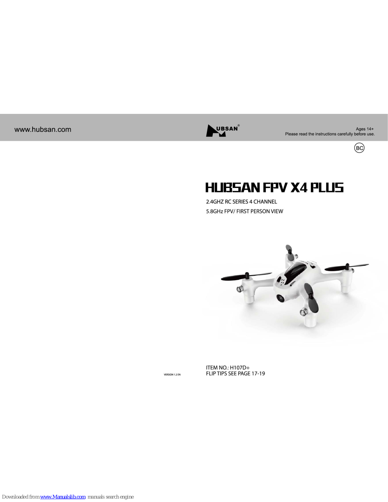 Hubsan FPV X4 PLUS H107D+ User Manual