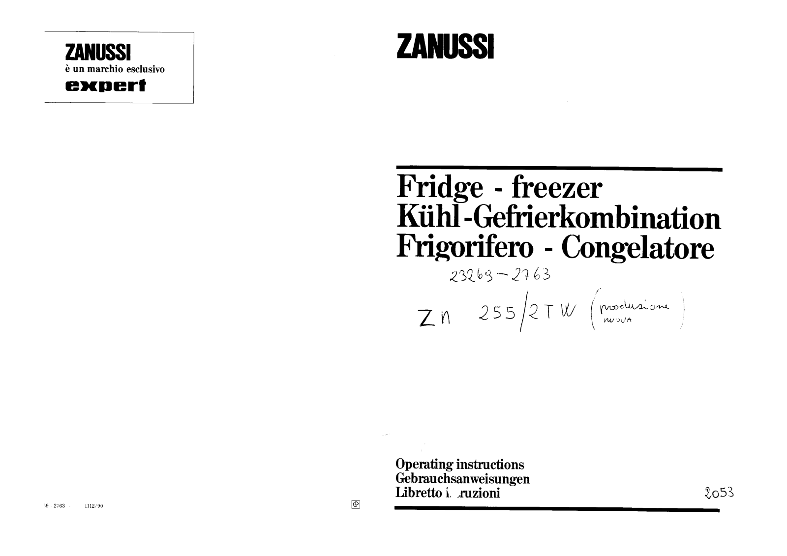 Zanussi ZN255/2TW User Manual