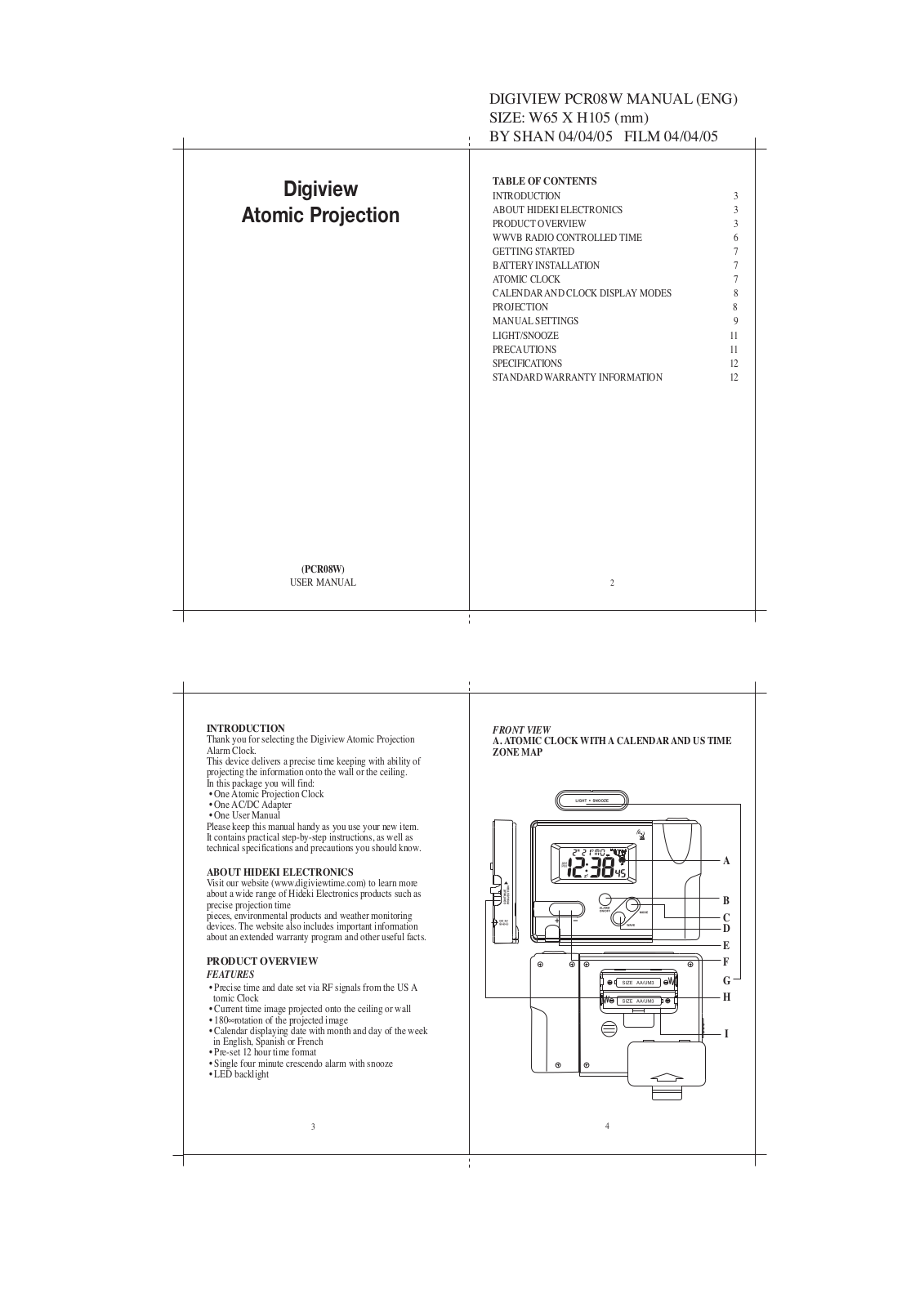 Digiview PCR08W User Manual