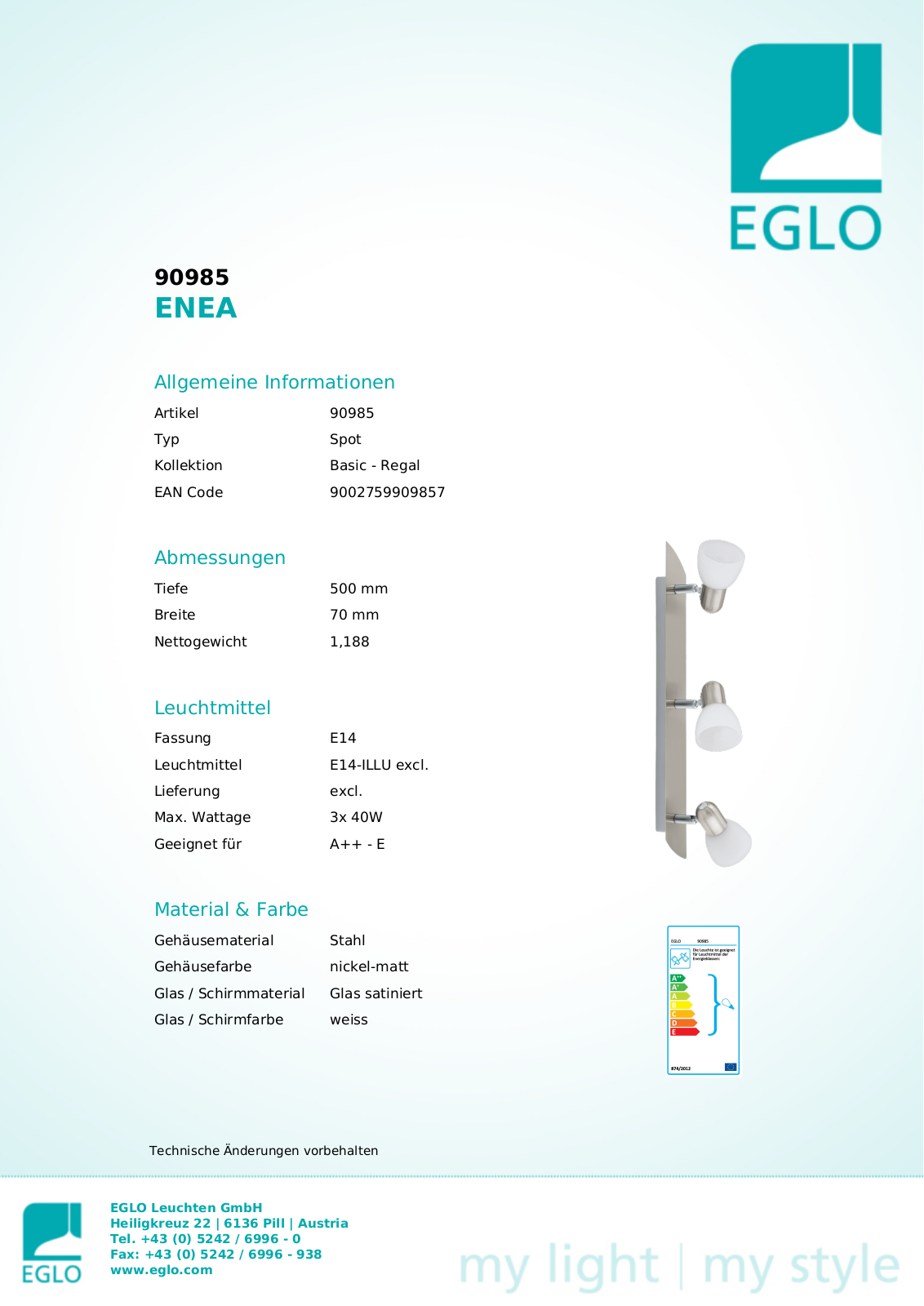 Eglo 90985 Service Manual