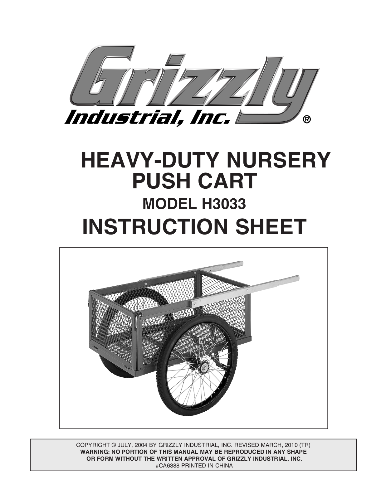 Grizzly H3033 User Manual