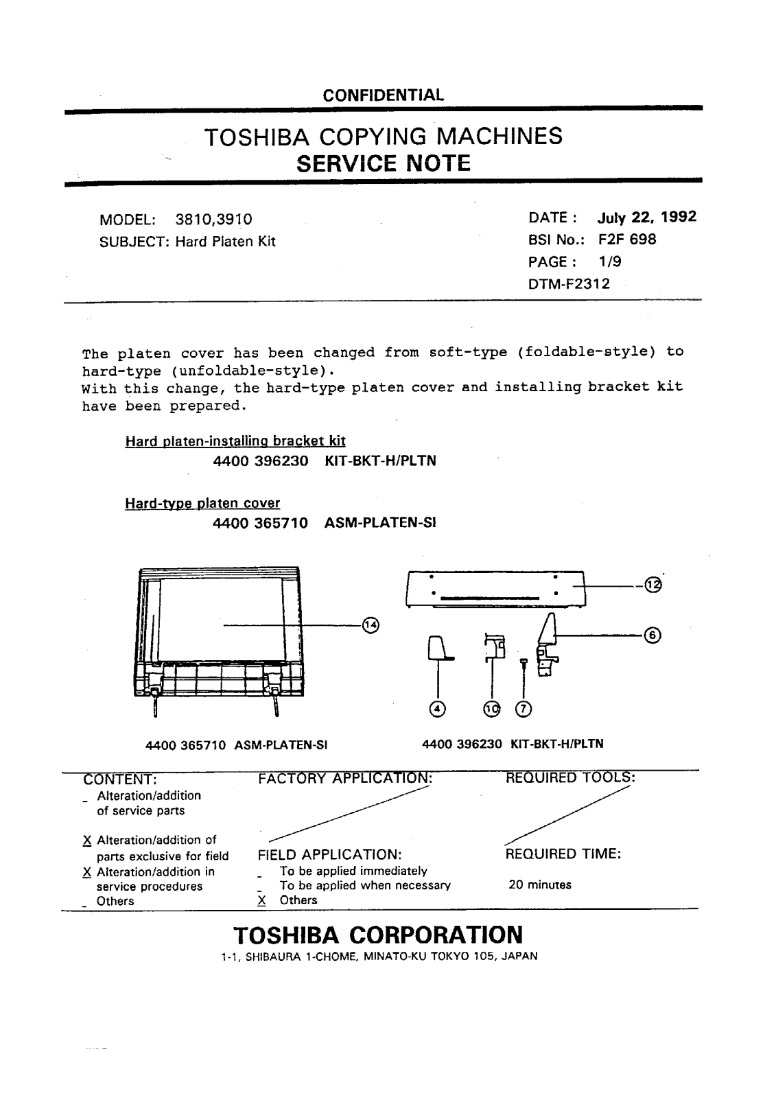 Toshiba f2f698 Service Note