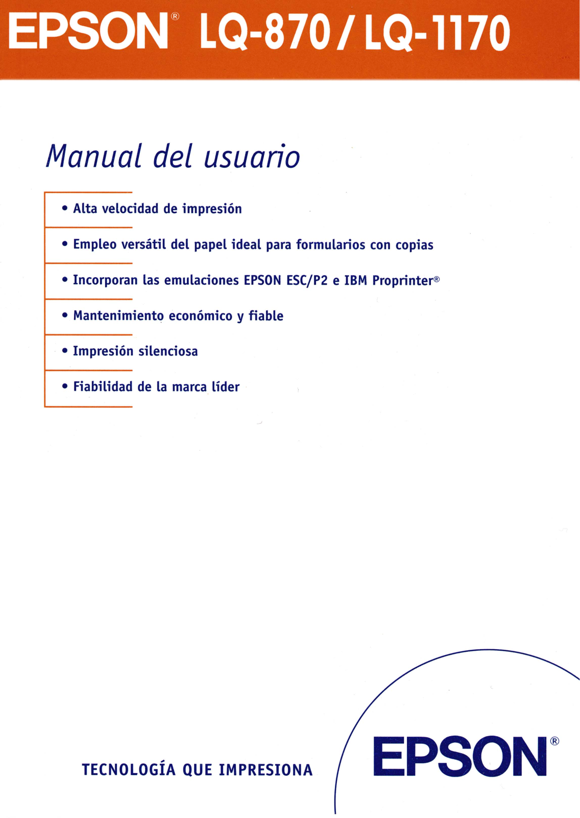 Epson LQ-870, LQ-1170 User Manual