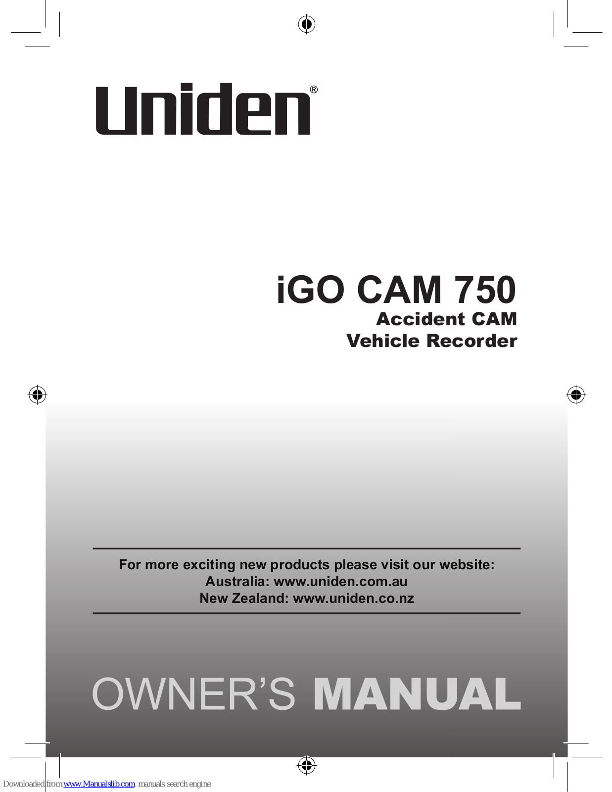 Uniden iGO CAM 750 Owner's Manual