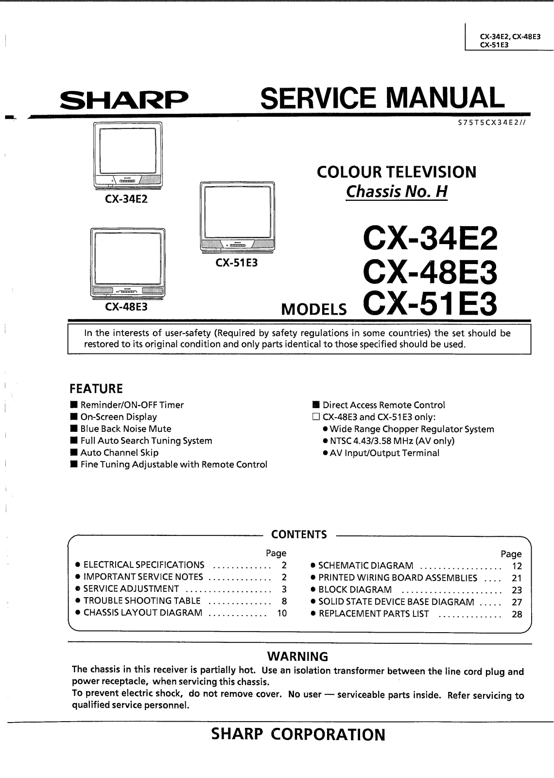 Sharp CX34E2 Schematic