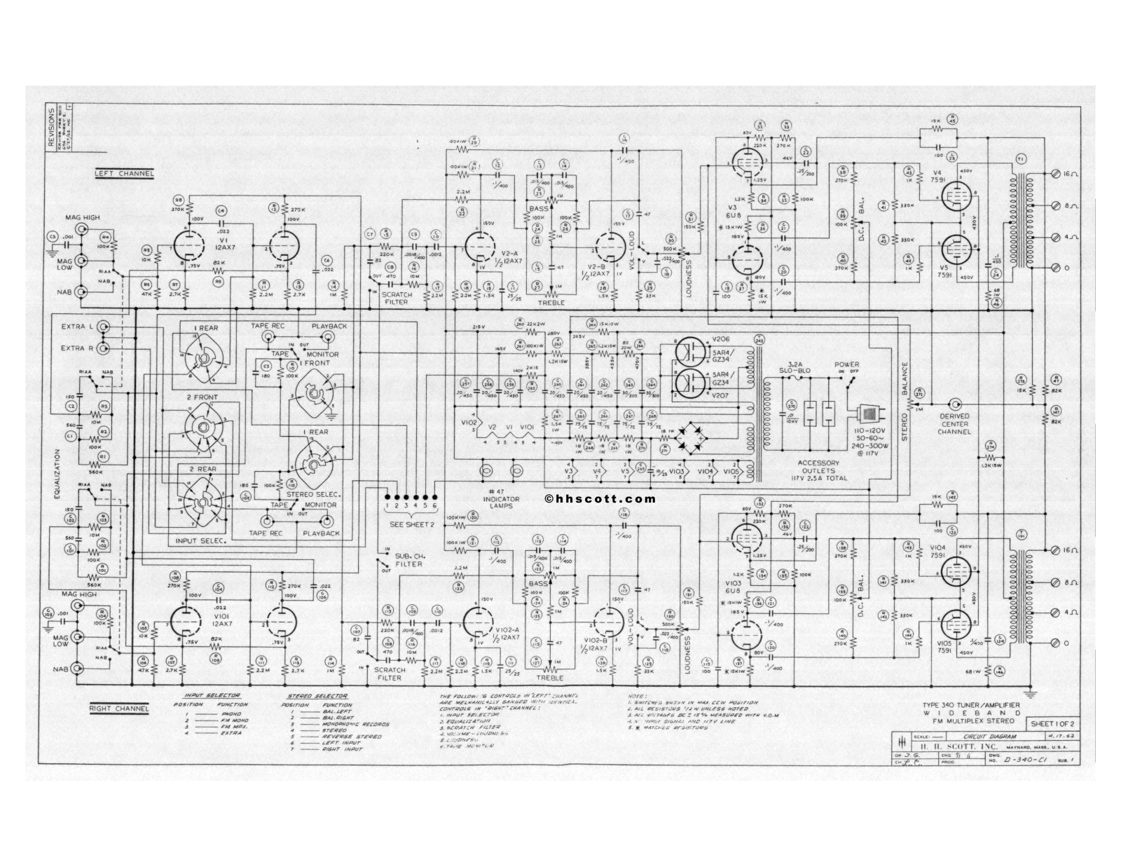 H.H. Scott 340-A Schematic