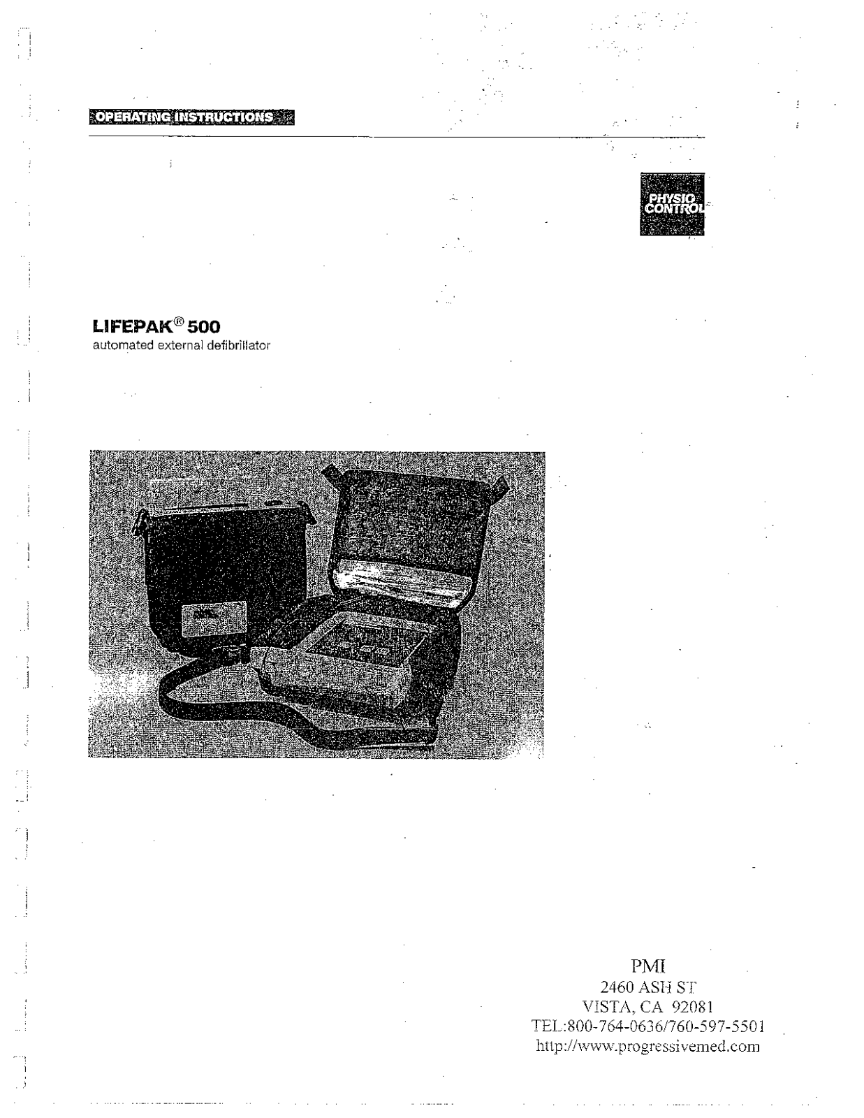 PHYSIO CONTROL LIFEPAK 500 User Manual