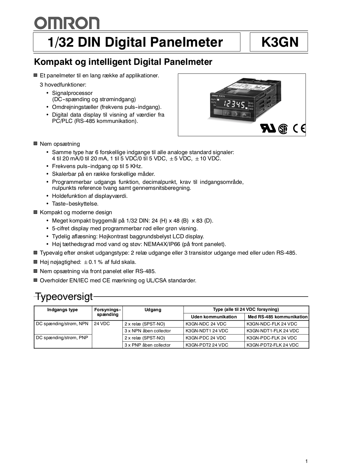 Omron K3GN DATASHEET