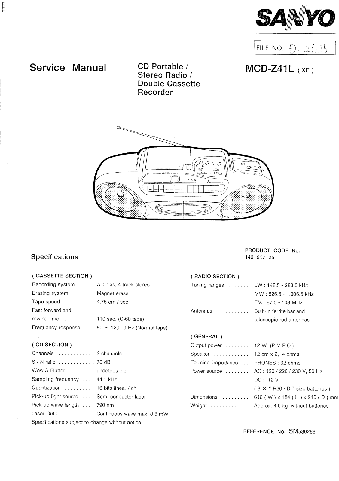 Sanyo MCDZ-41-L Service manual