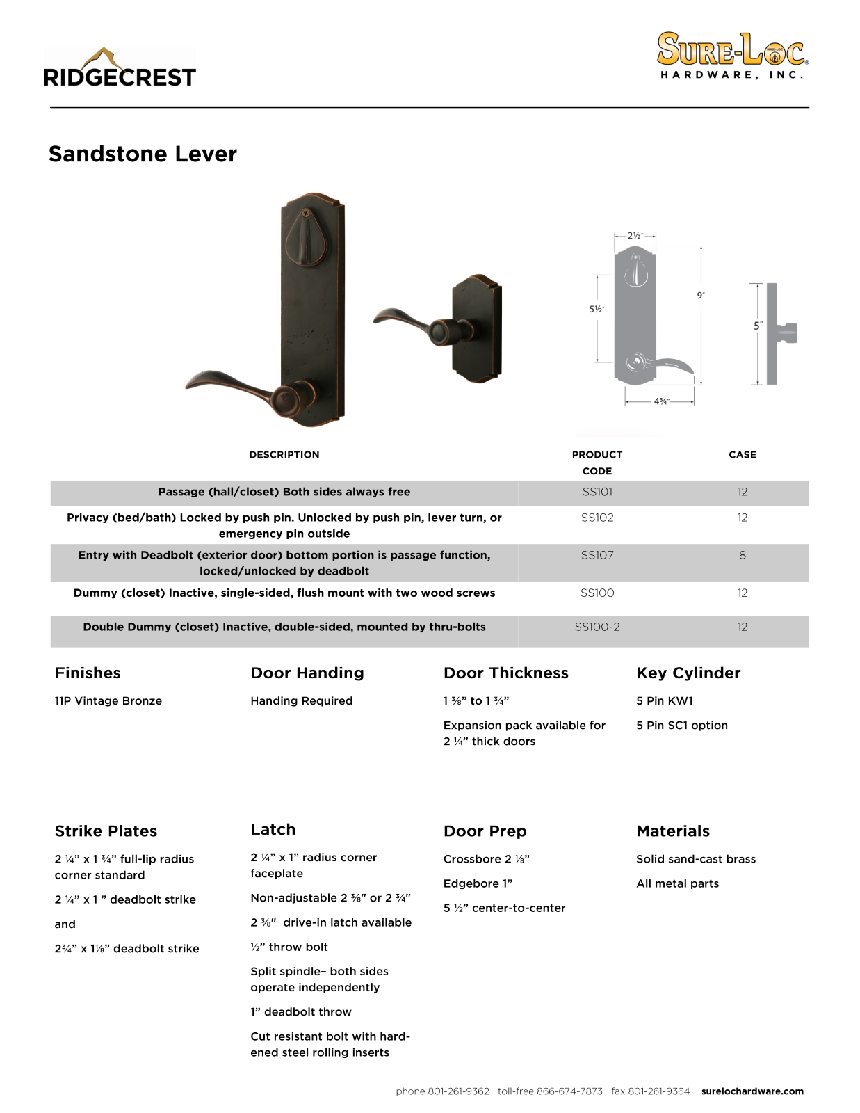 Sure-Loc Hardware SLOC1167 Specifications - ManualMachine.com