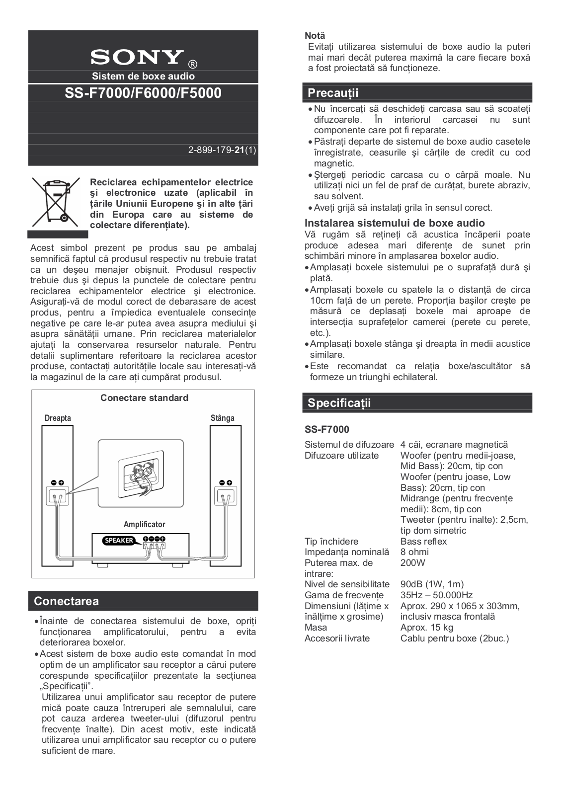 Sony SS-F5000, SS-F6000, SS-F7000 User Manual