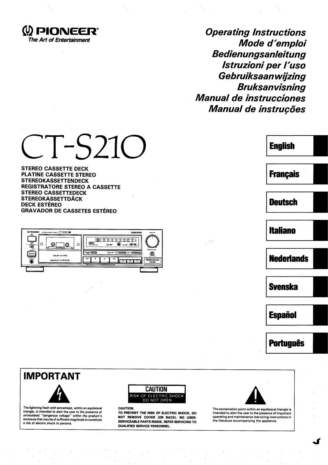 Pioneer CT-S210 User Manual