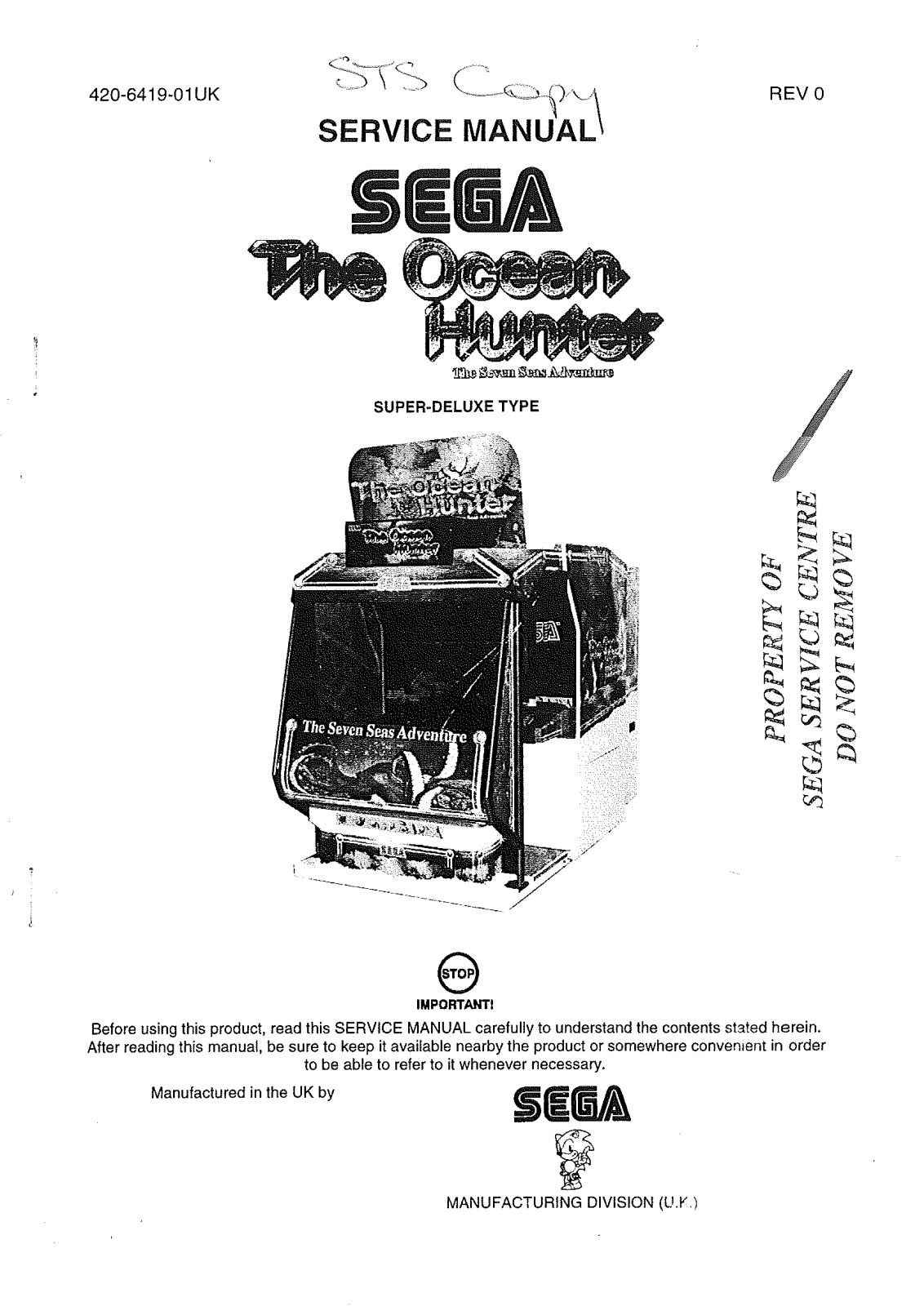 Sega OCEAN HUNTER SUPER DX User Manual