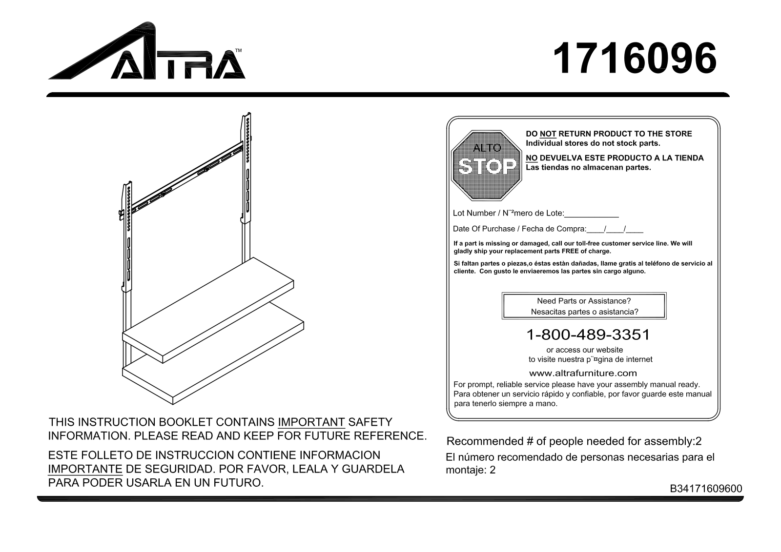 Altra Modern Mission Bookcase Assembly Instruction
