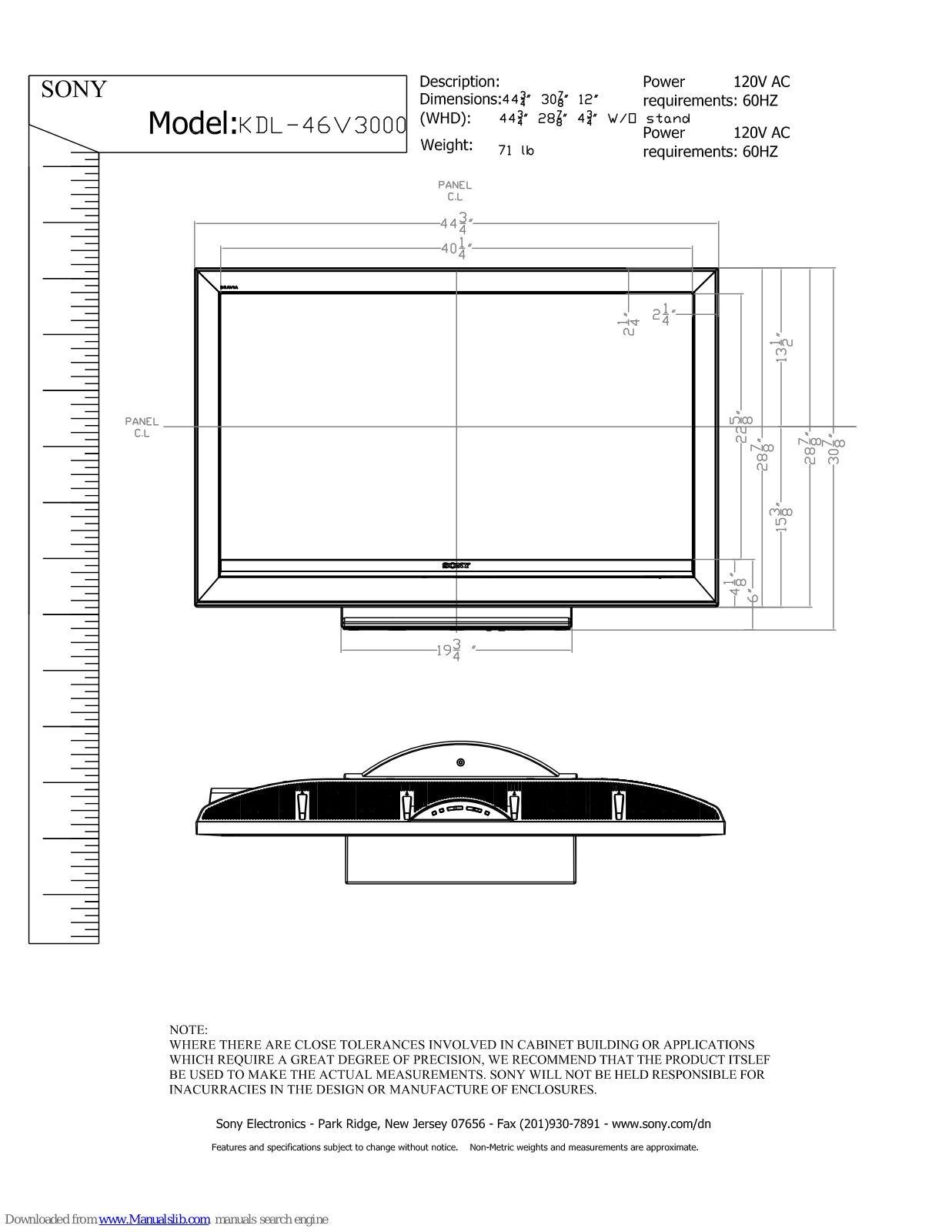 Sony KDL-46V3000 - 46