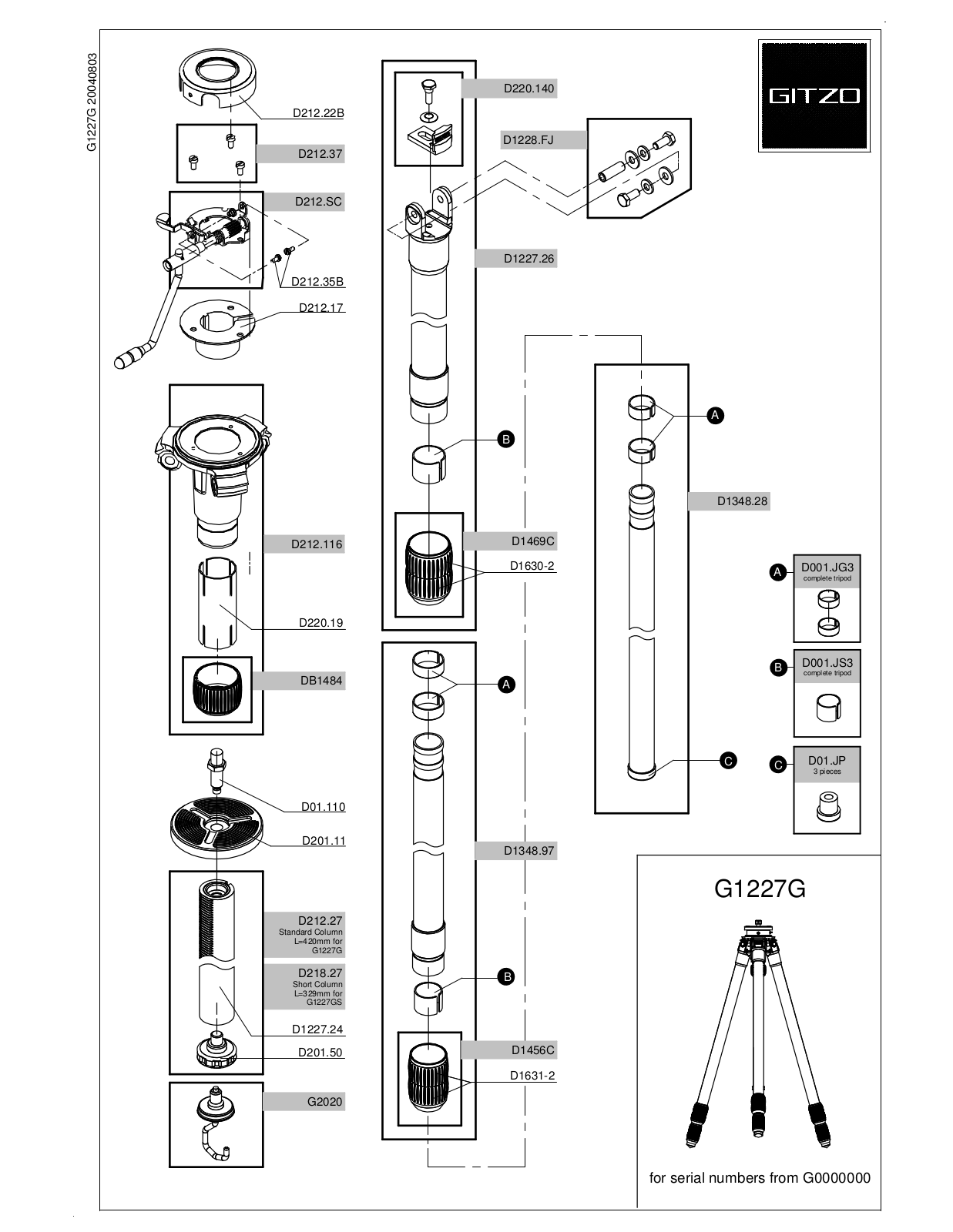 Gitzo G1227G User Manual