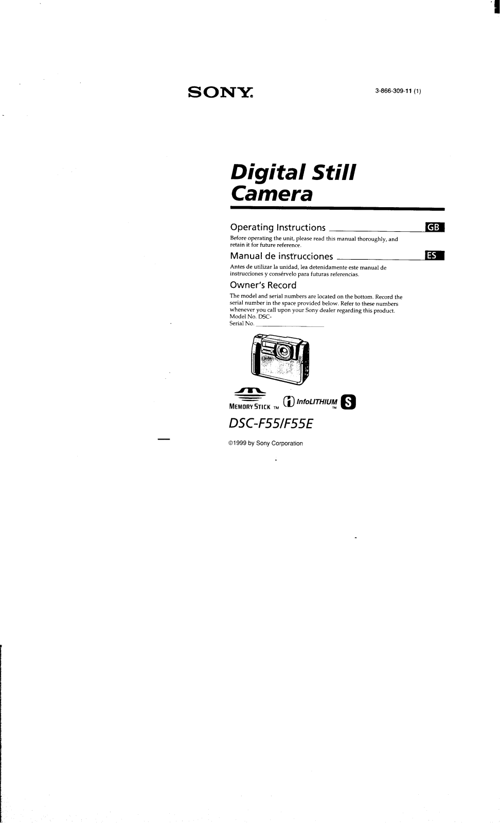 Sony CYBER-SHOT DSC-F55E User Manual