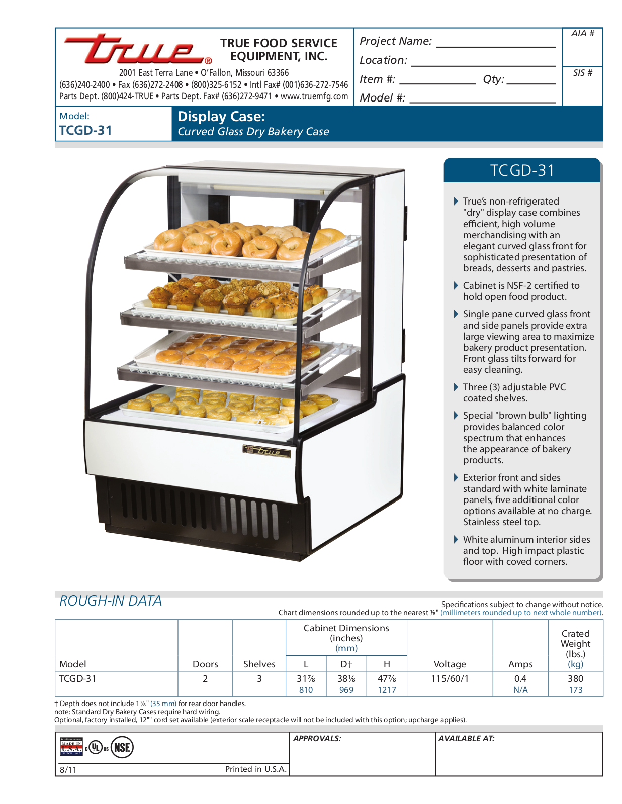 True TCGD-31 User Manual