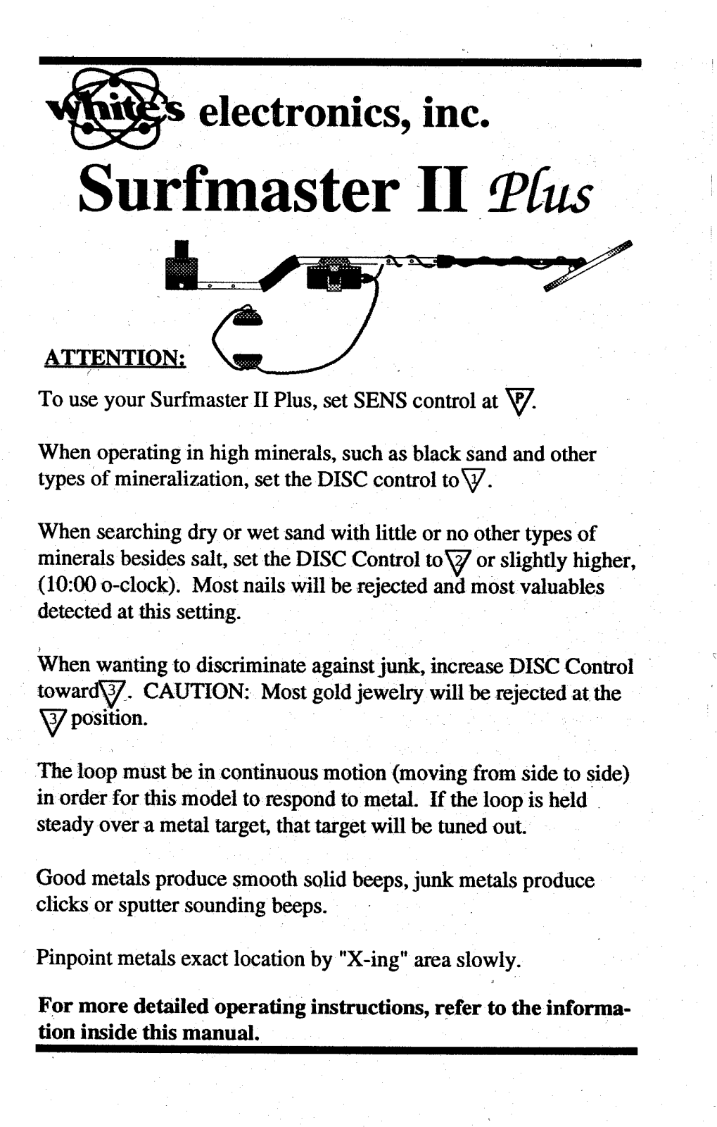 Whites Electronics SURFMASTER II User Manual