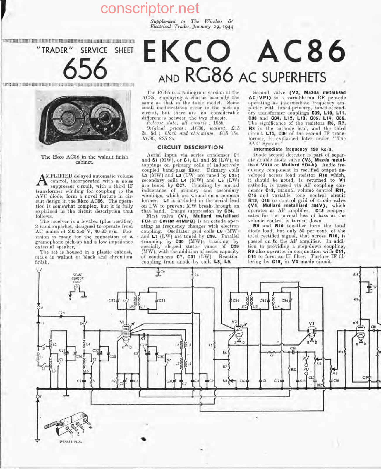 EKCO AC86, RG86 Service manual