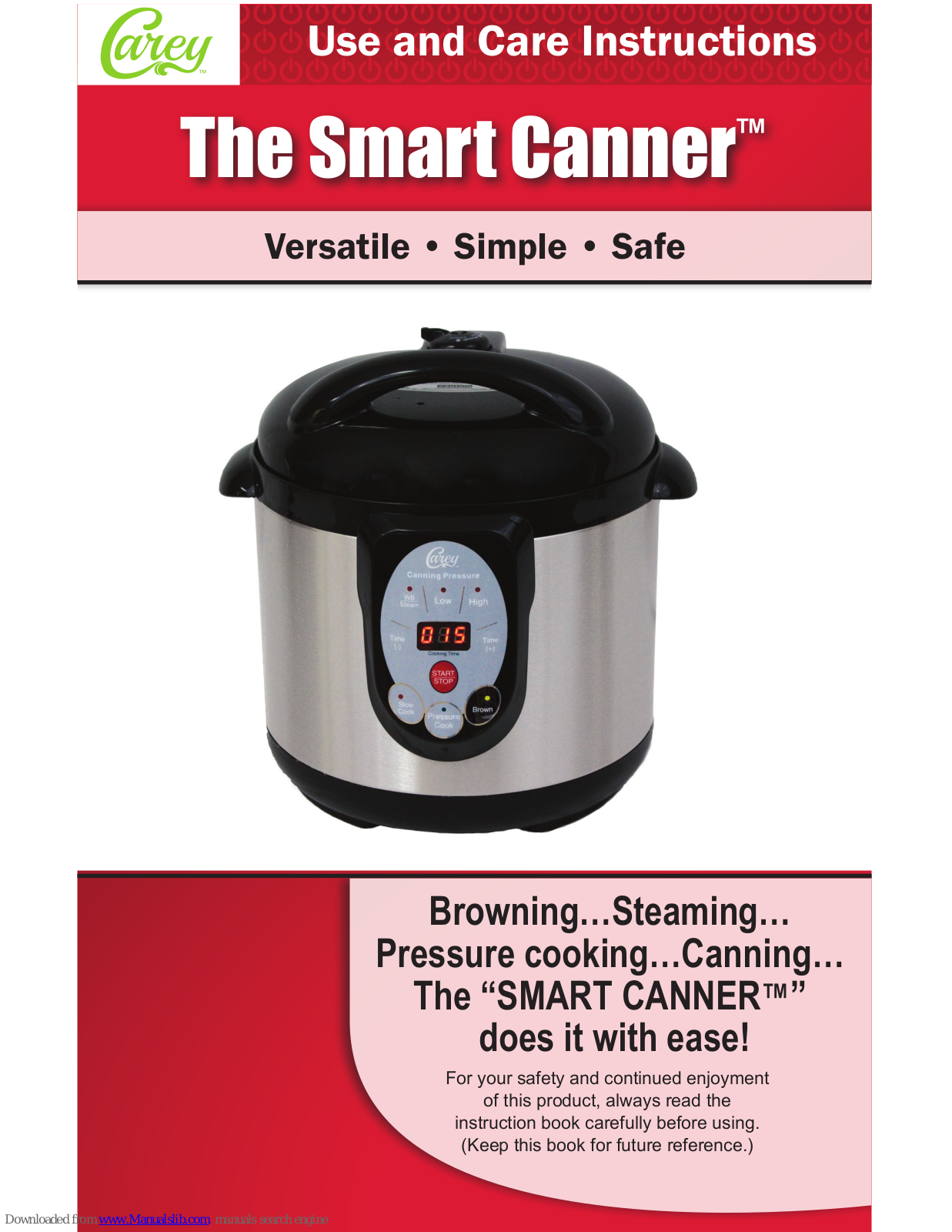 Carey Smart Canner DPC-9SS Use And Care Instructions Manual