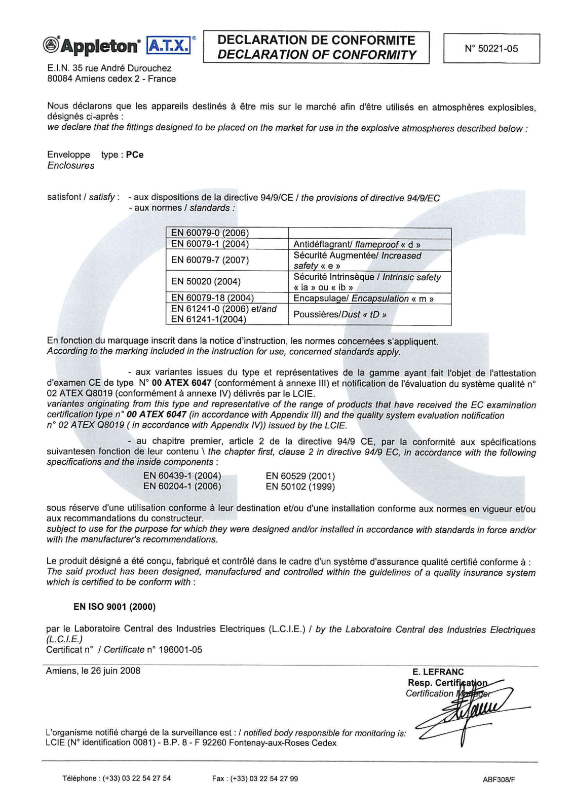 Emerson SWE Switches Certificate