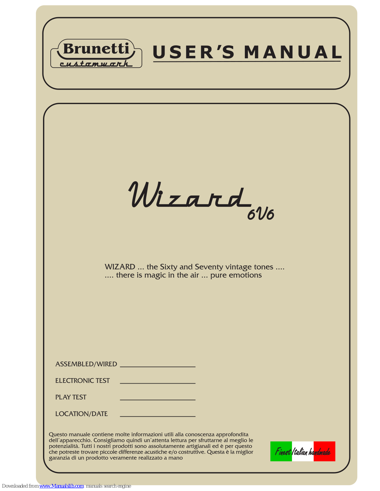 Brunetti wizard 6v6 User Manual - ManualMachine.com