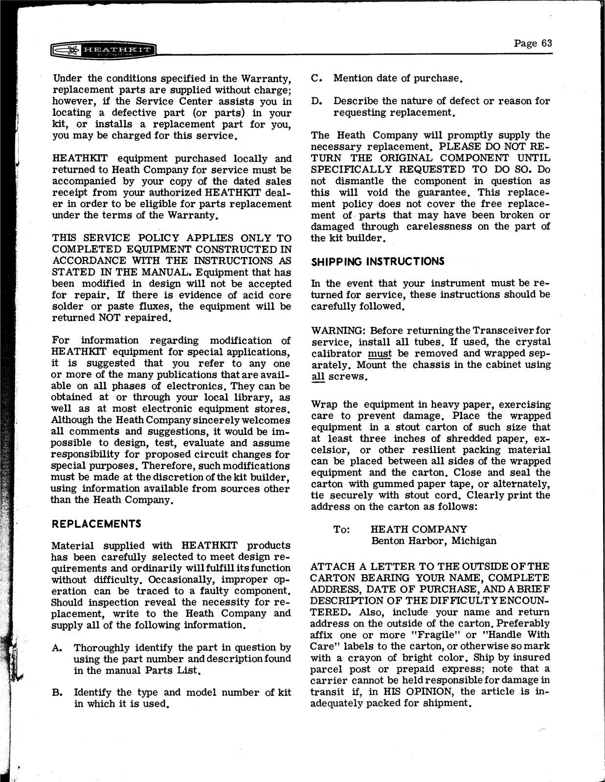 HEATHKIT HW-12a User Manual (PAGE 63)