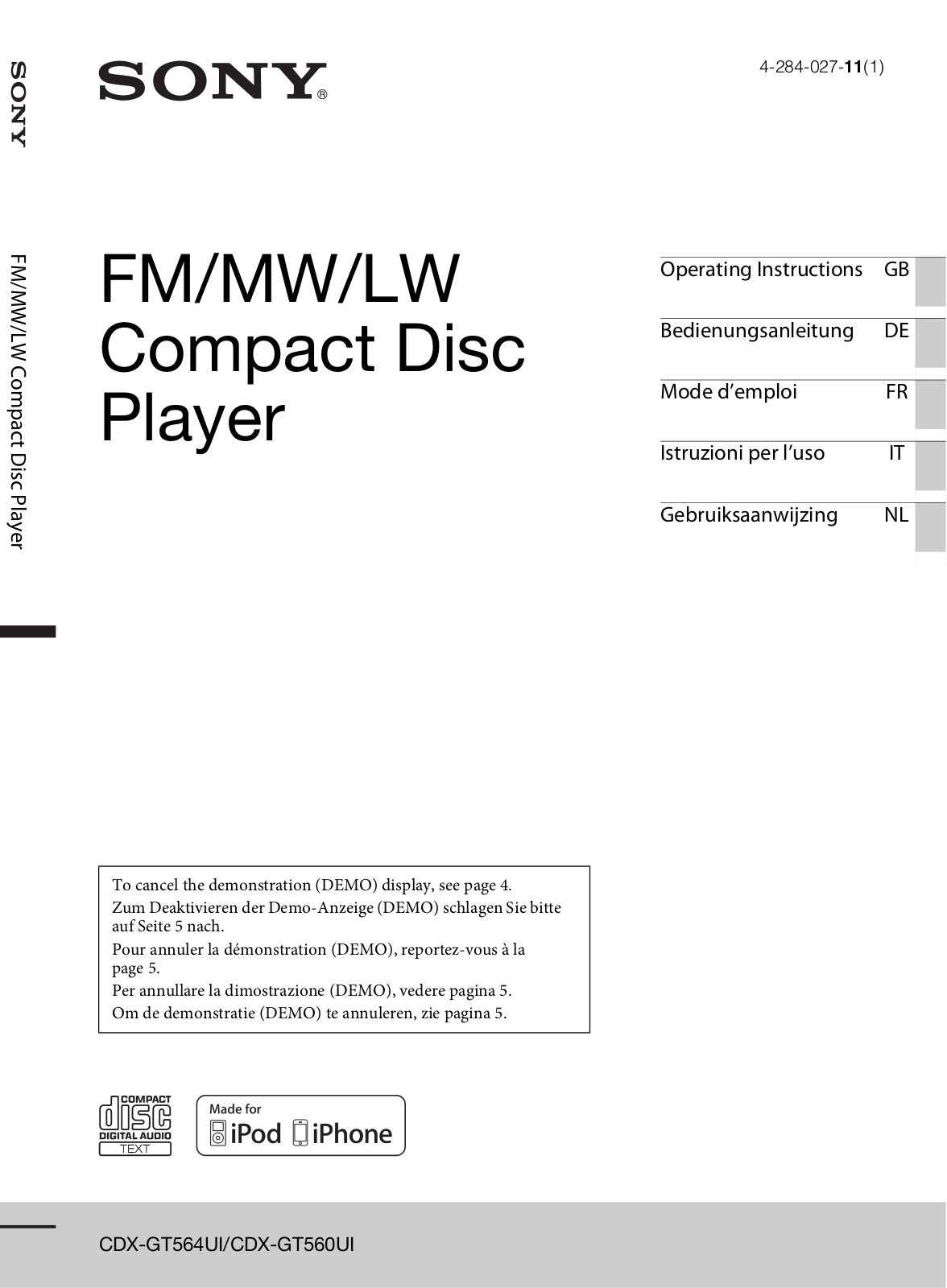 SONY CDX-GT560 User Manual