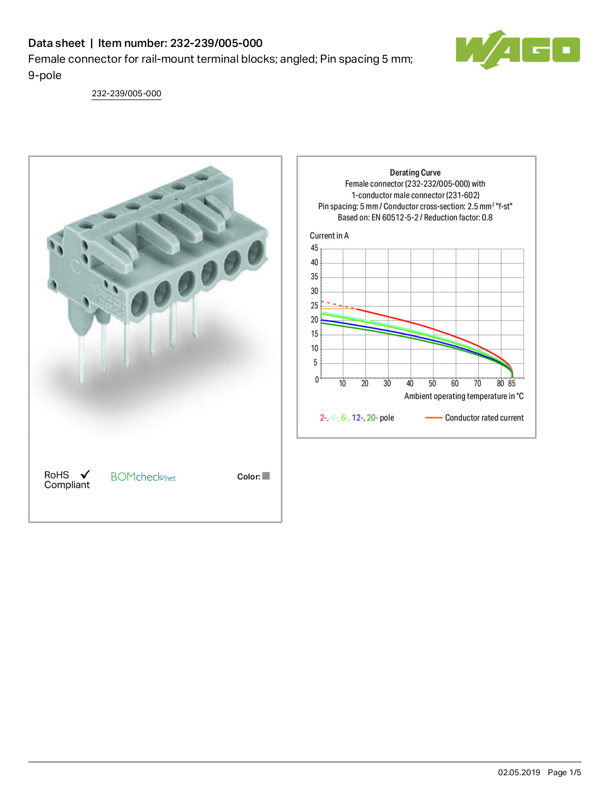 Wago 232-239/005-000 Data Sheet