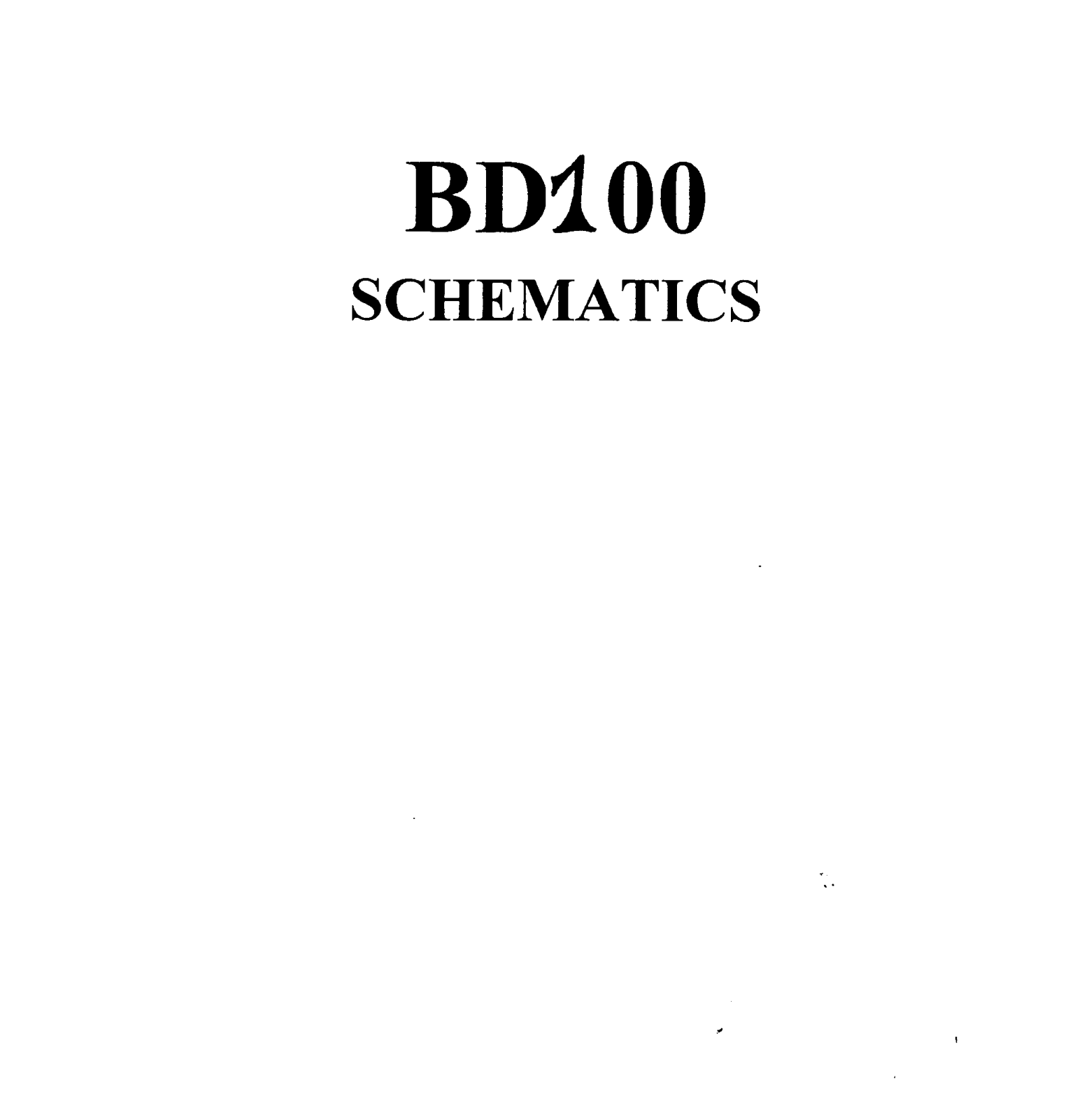 Infinity BD-100 Schematic