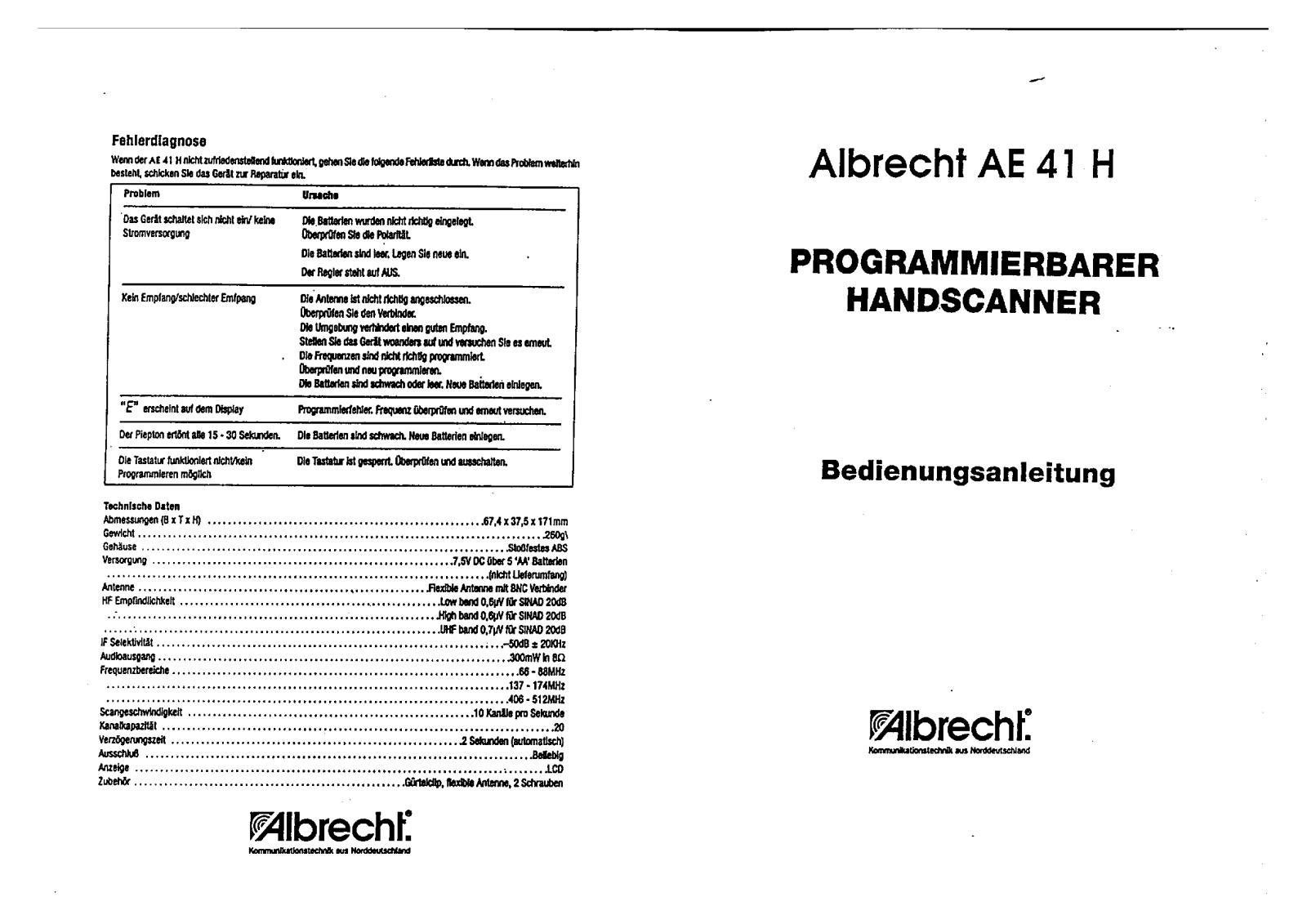 Albrecht SC AE 41H User Manual