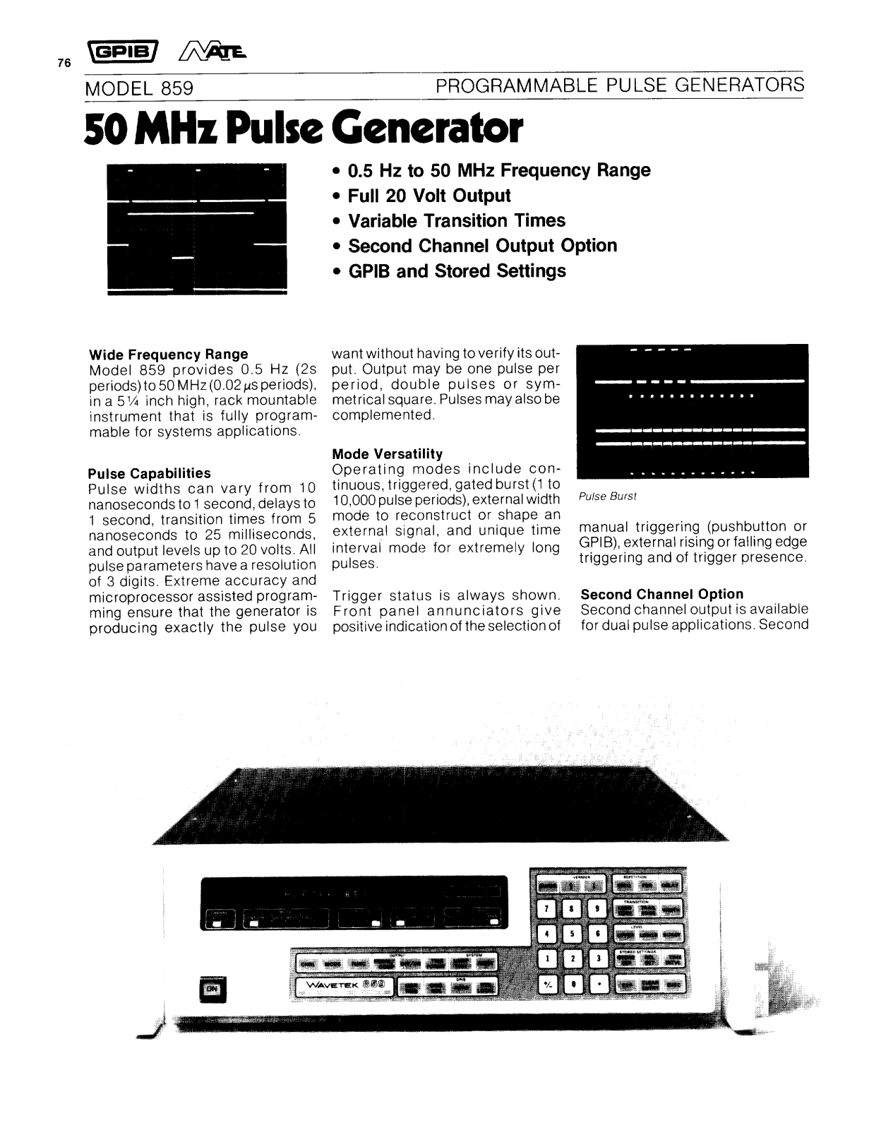 Wavetek 859 Datasheet