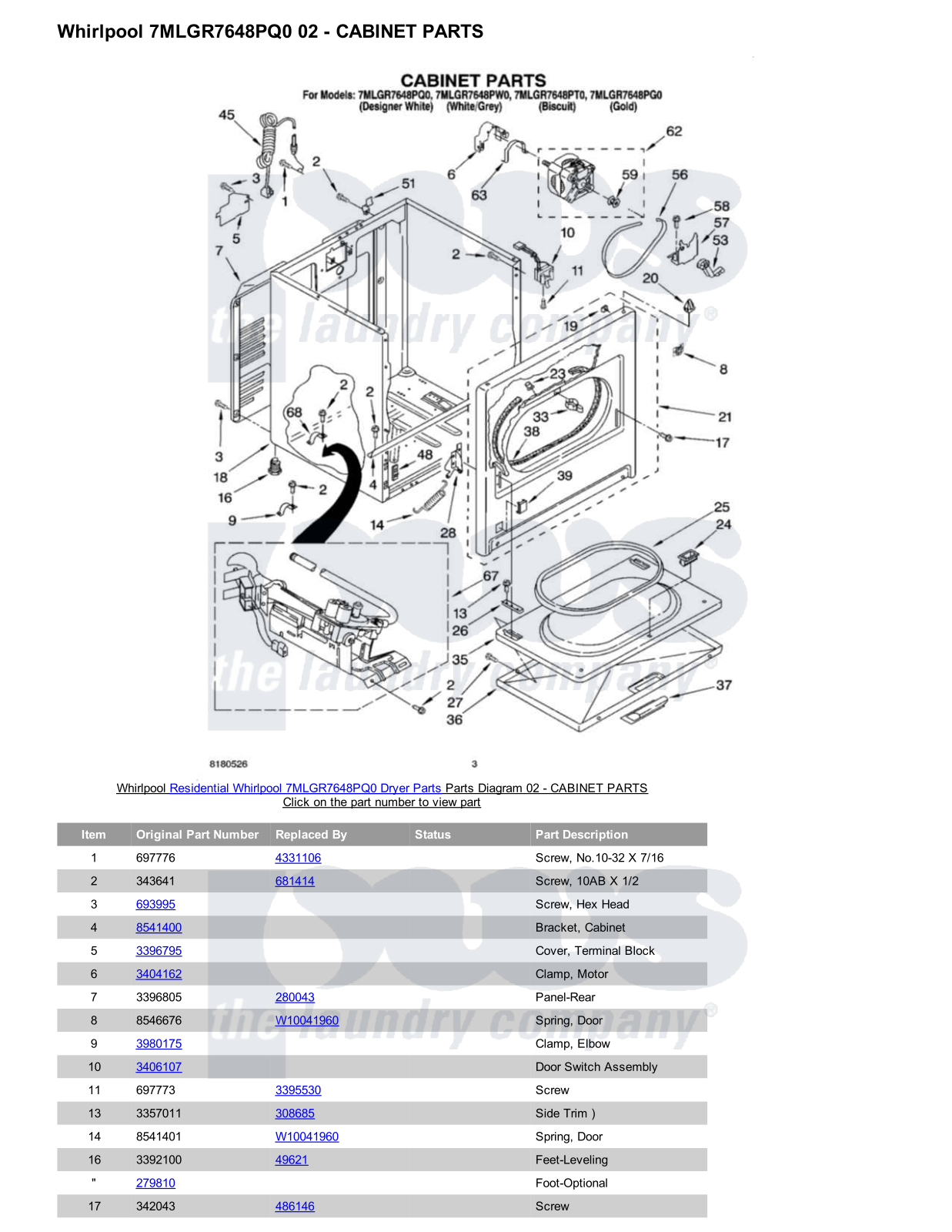 Whirlpool 7MLGR7648PQ0 Parts Diagram