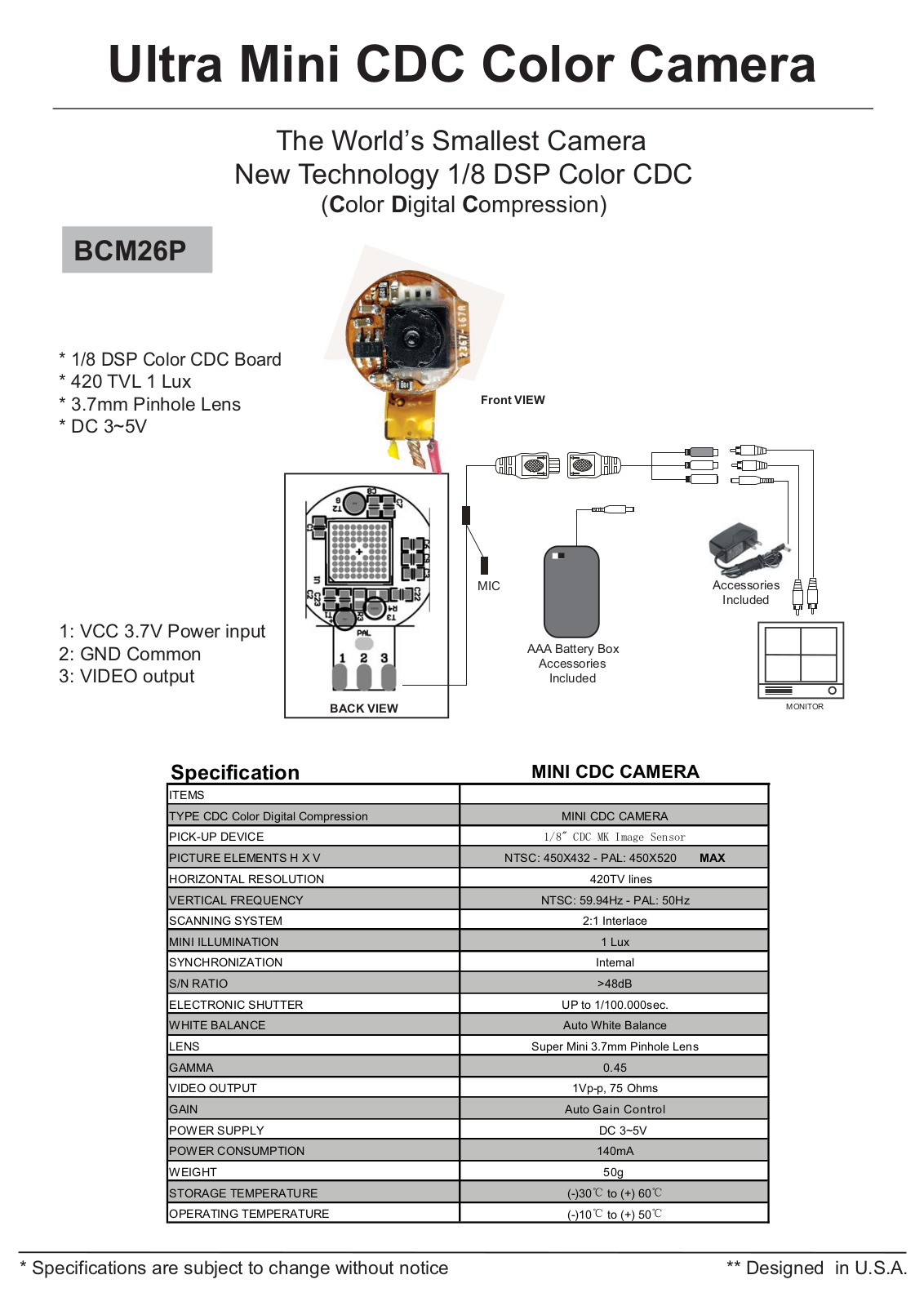 COP-USA BCM26P Specsheet