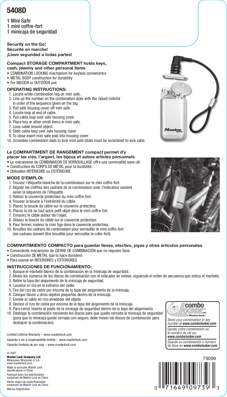 Master Lock 5408D User Manual