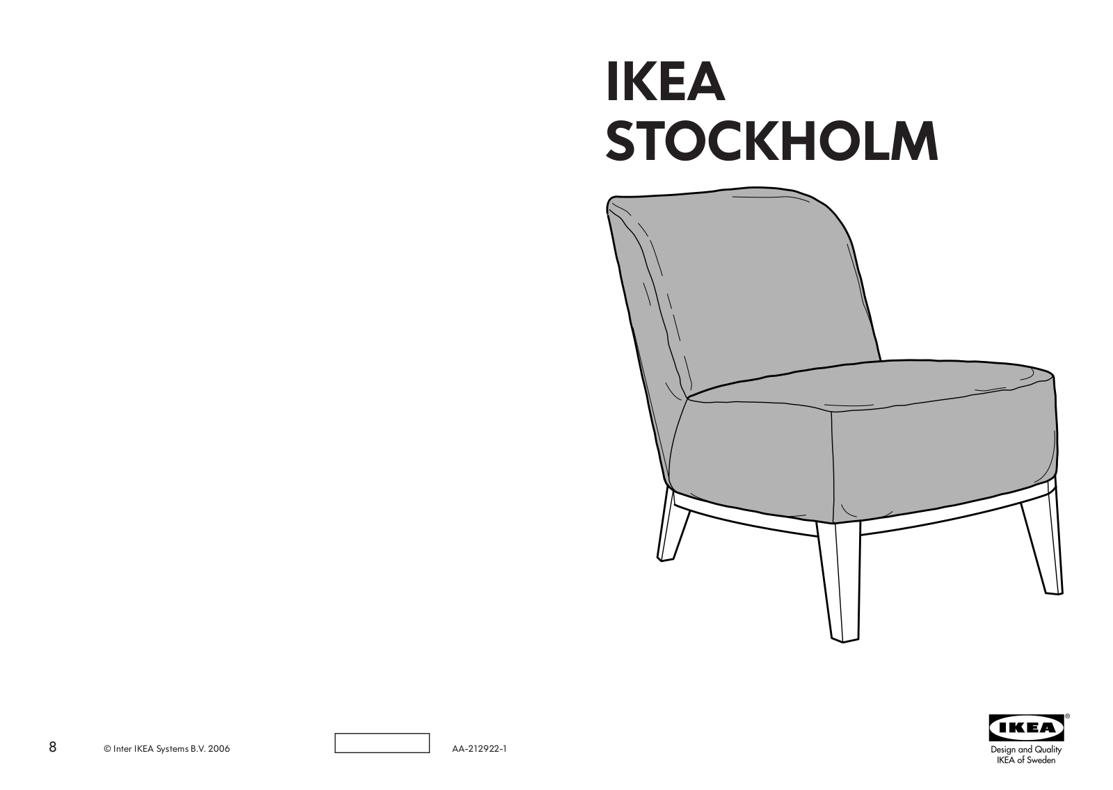 IKEA STOCKHOLM EASY CHAIR COVER Assembly Instruction