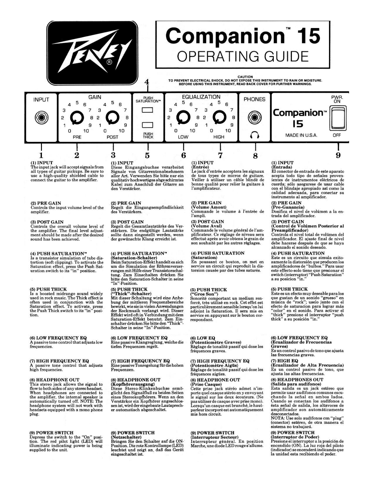 Peavey COMPANION 15 Operating Manual