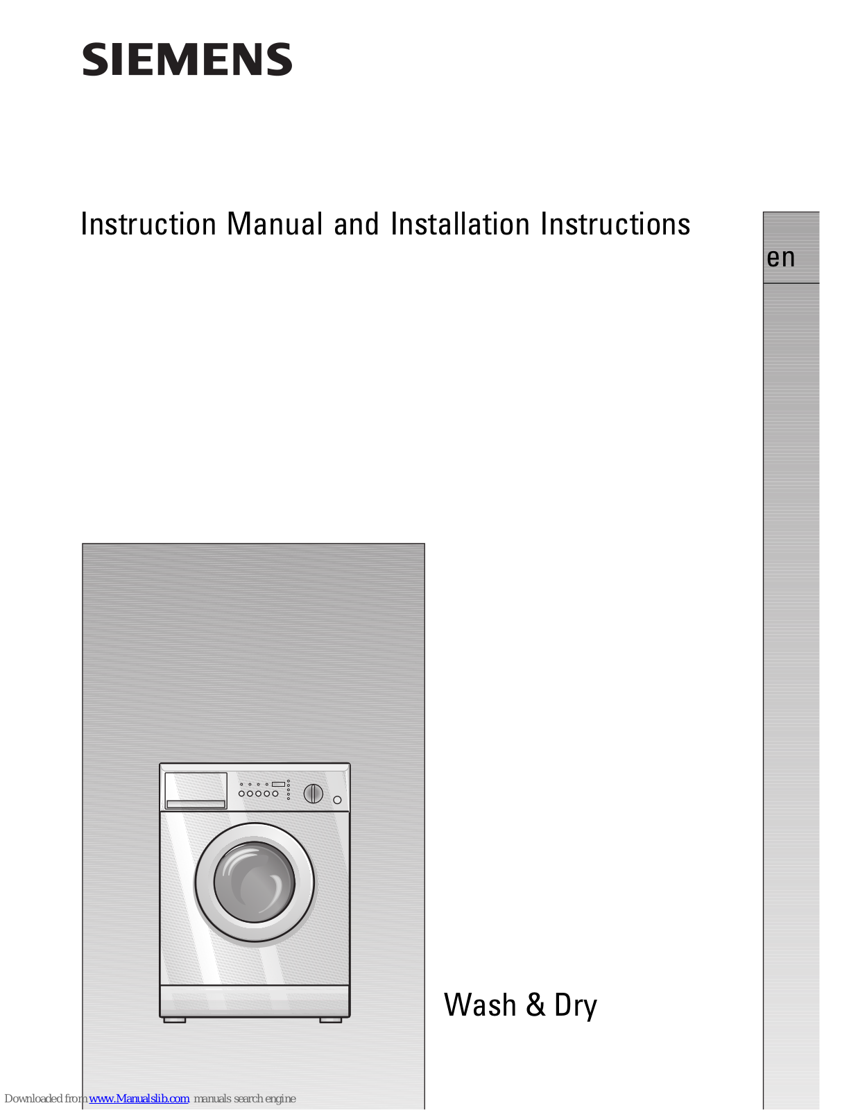 Siemens WDI1442GB Instruction Manual And Installation Instructions