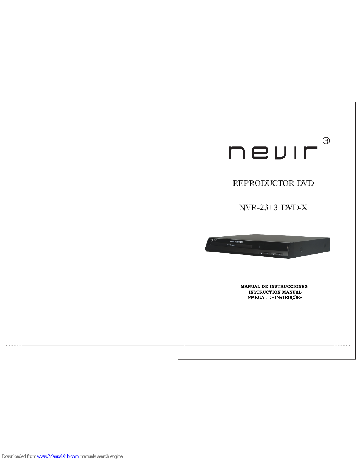 Nevir NVR-231 3 DVD-X Instruction Manual