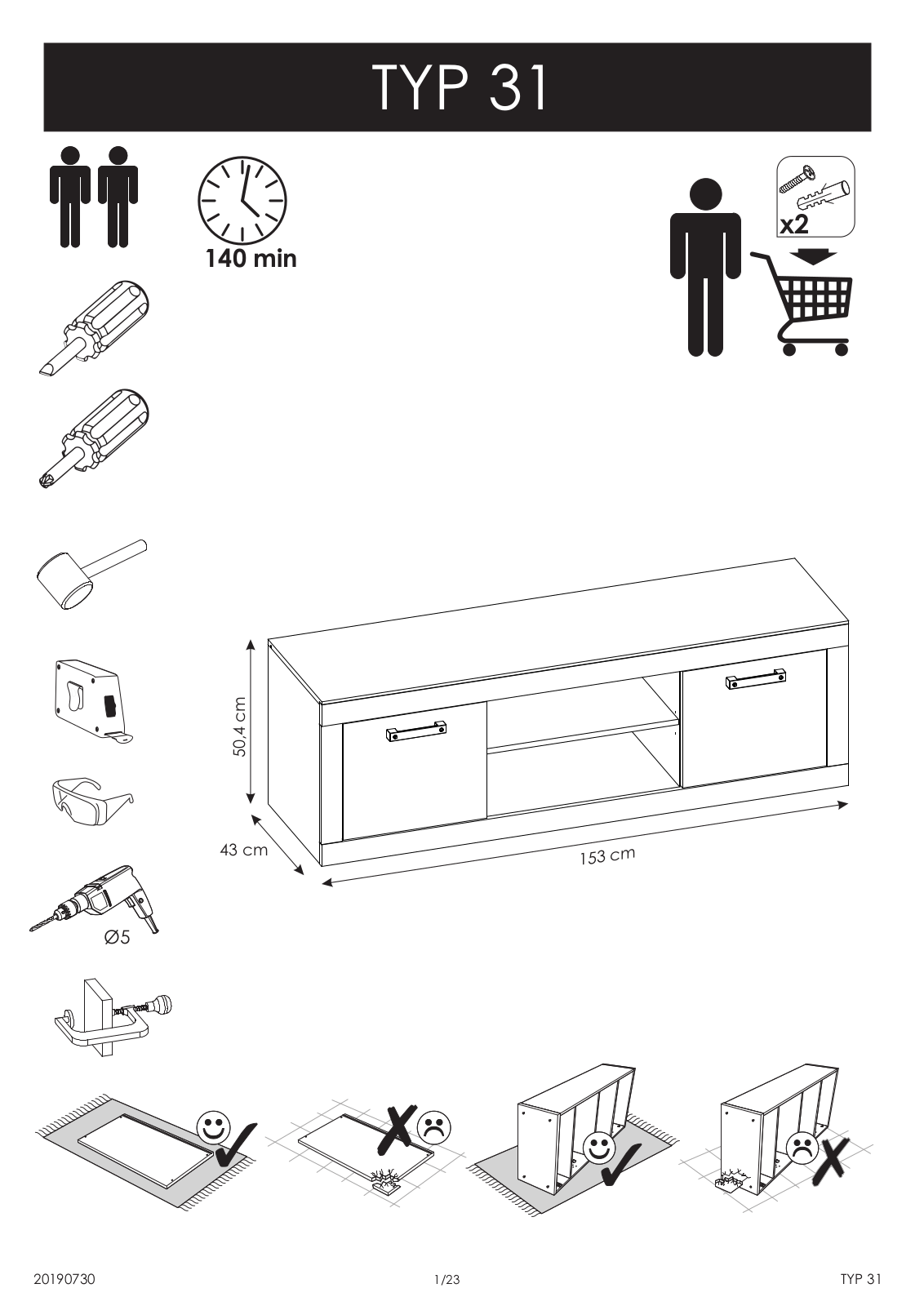 Home affaire BROOKLYN Assembly instructions