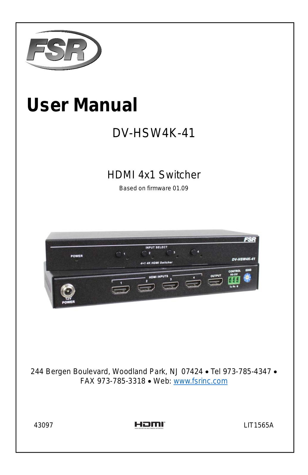 FSR DV-HSW4K-41 Users Manual